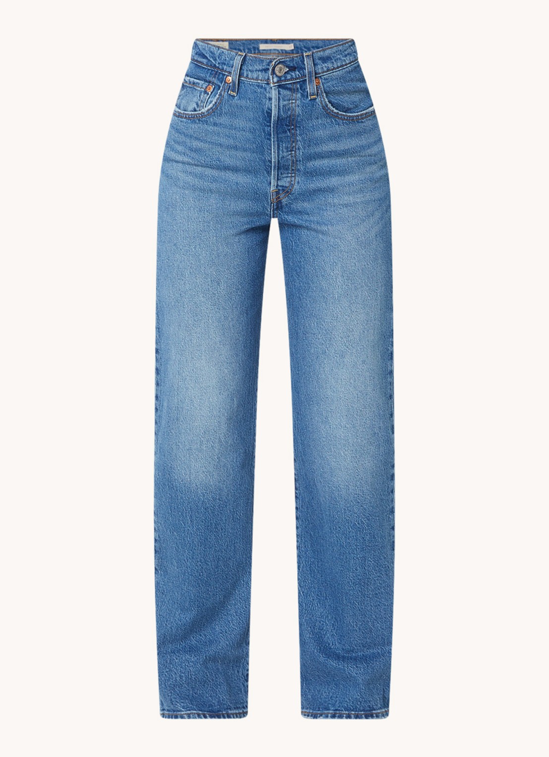 Levi's High waist straight leg jeans met medium wassing - voorkant indigo