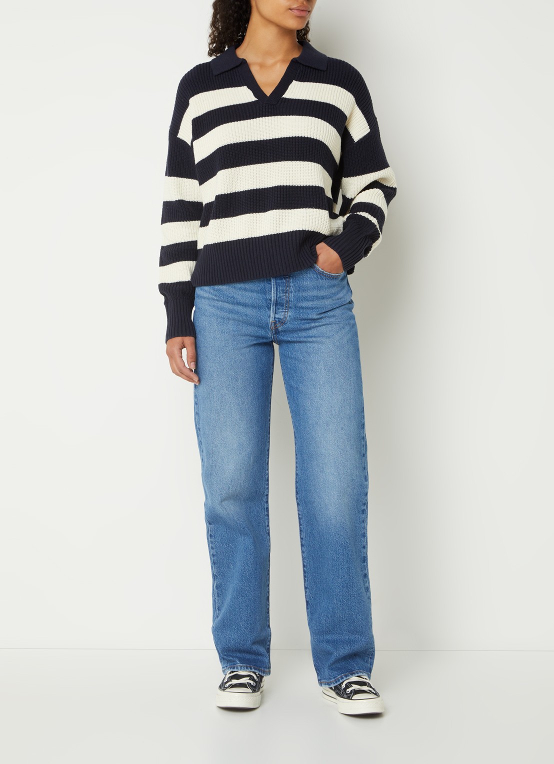 Levi's High waist straight leg jeans met medium wassing - voorkant 2 indigo