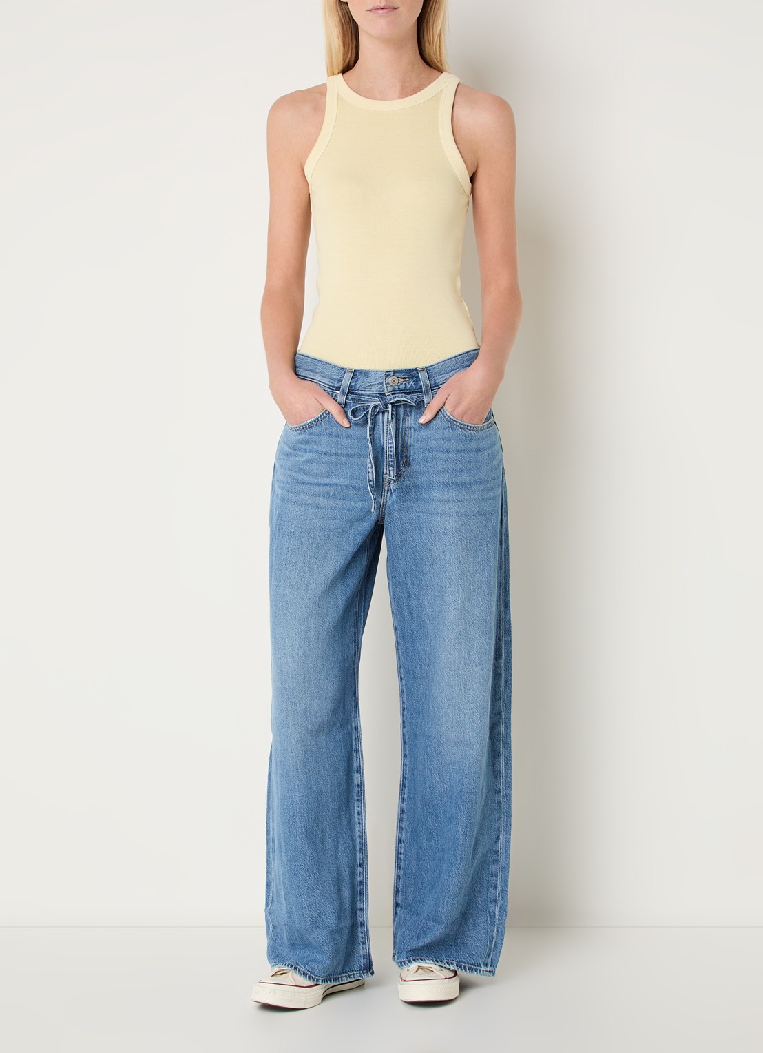 Levi's High waist straight leg jeans met medium wassing - voorkant 5 indigo