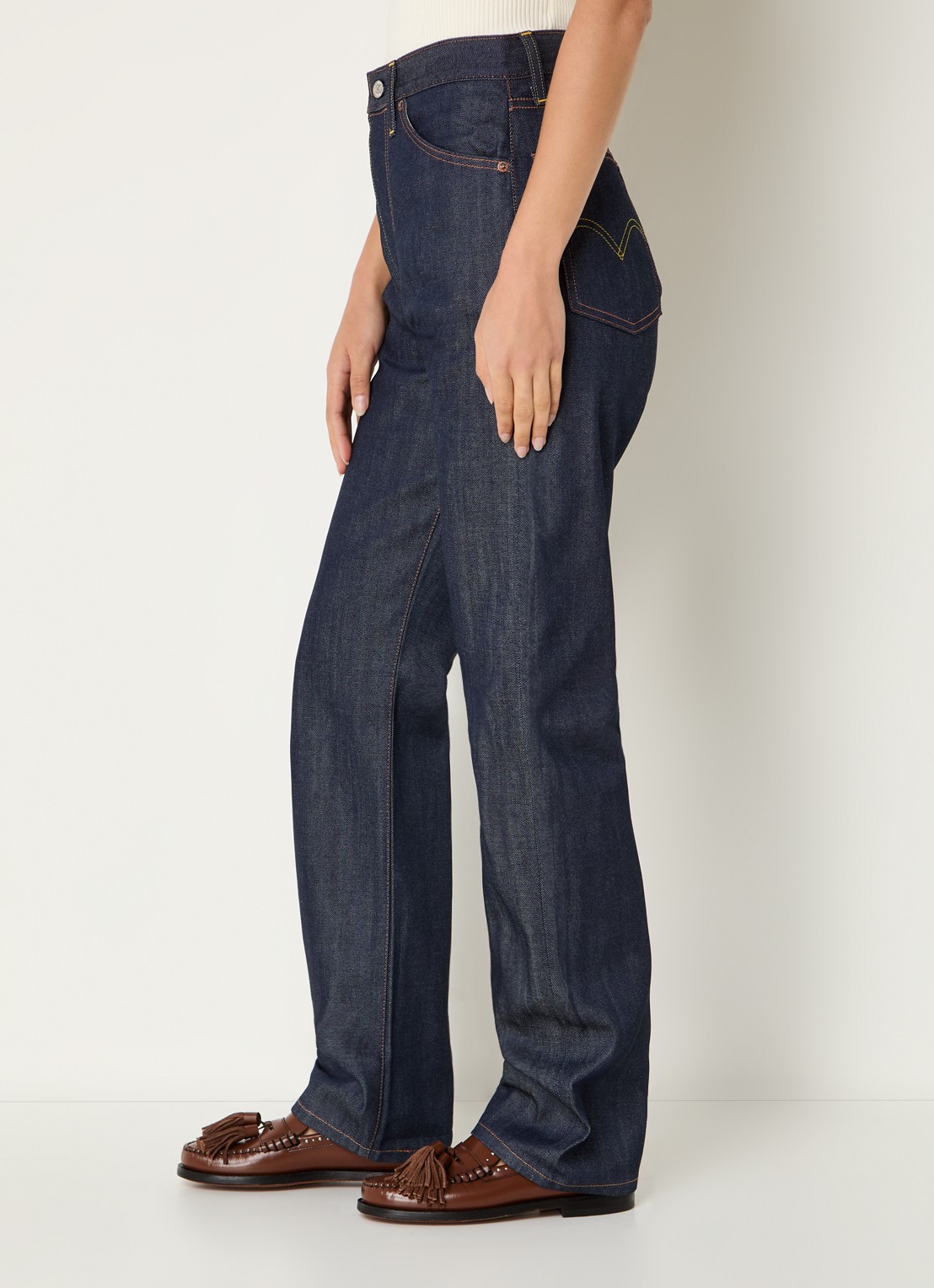 Levi's High waist straight leg jeans met steekzakken - detail 3 donkerblauw