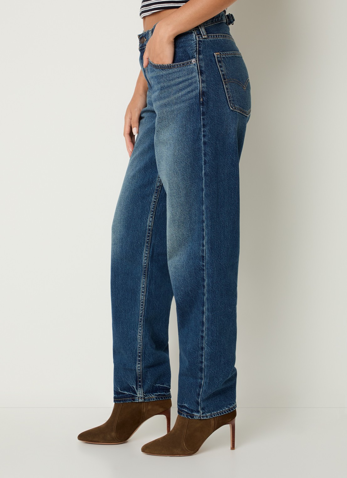 Levi's High waist tapered jeans met medium wassing - detail 4 indigo
