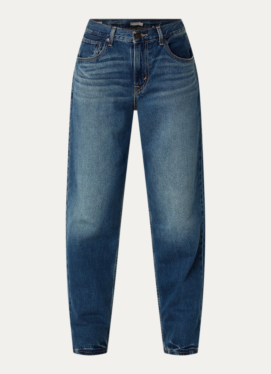 Levi's High waist tapered jeans met medium wassing - voorkant indigo