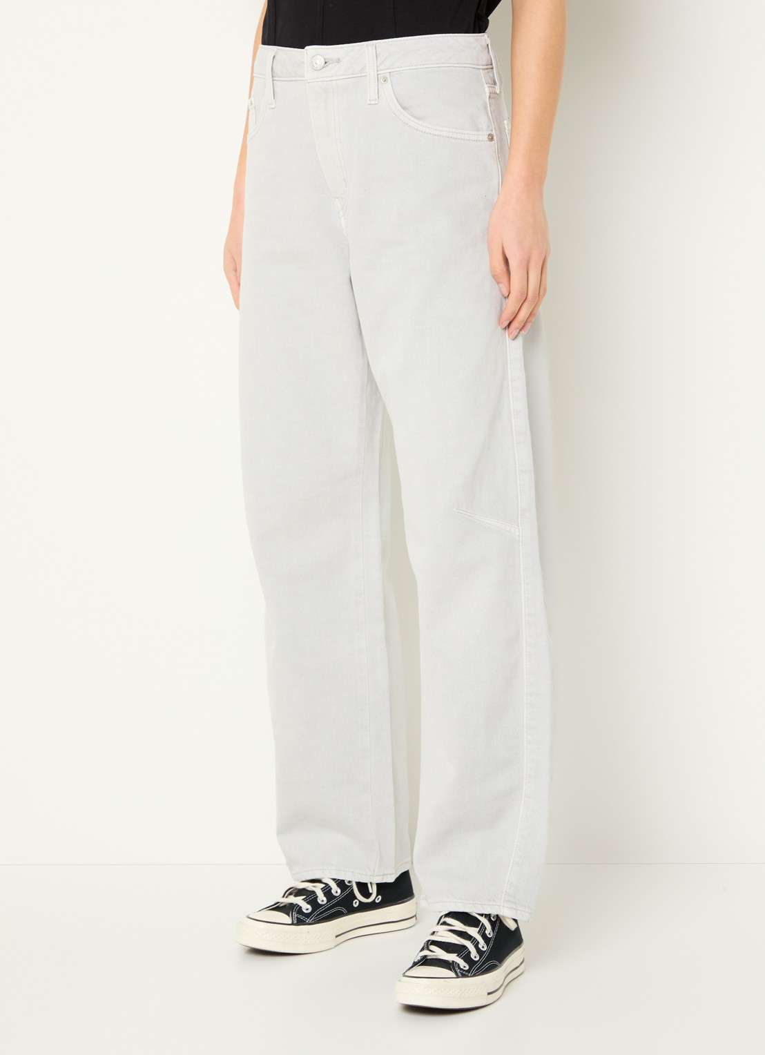 Levi's High waist wide fit jeans met gekleurde wassing - detail 6 lichtgrijs