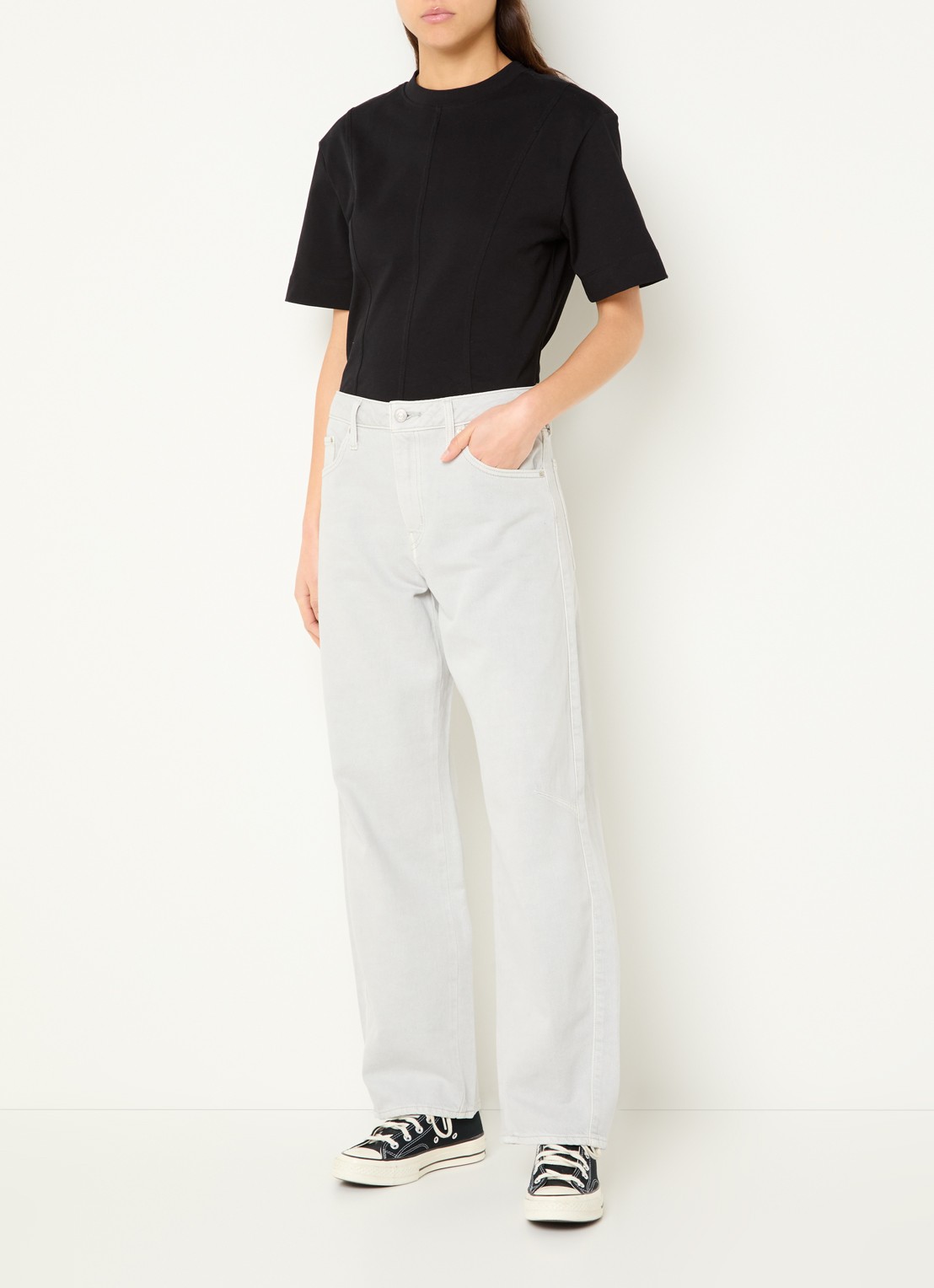 Levi's High waist wide fit jeans met gekleurde wassing - voorkant 2 lichtgrijs
