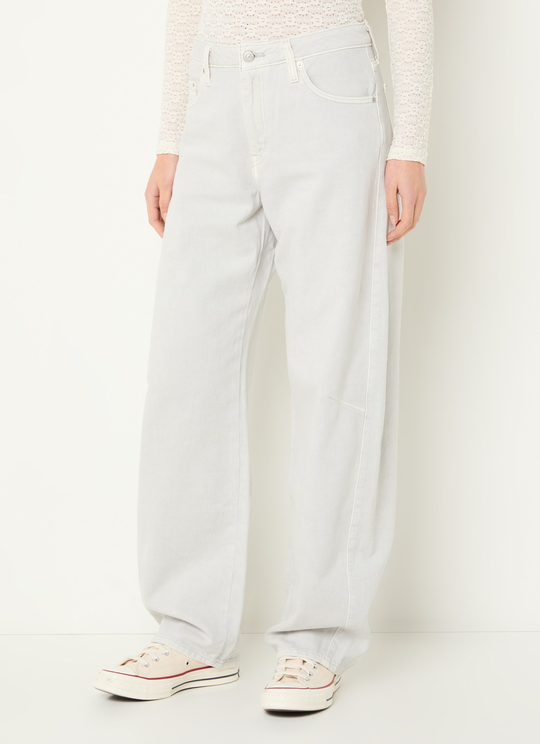 Levi's High waist wide fit jeans met gekleurde wassing - detail 8 lichtgrijs