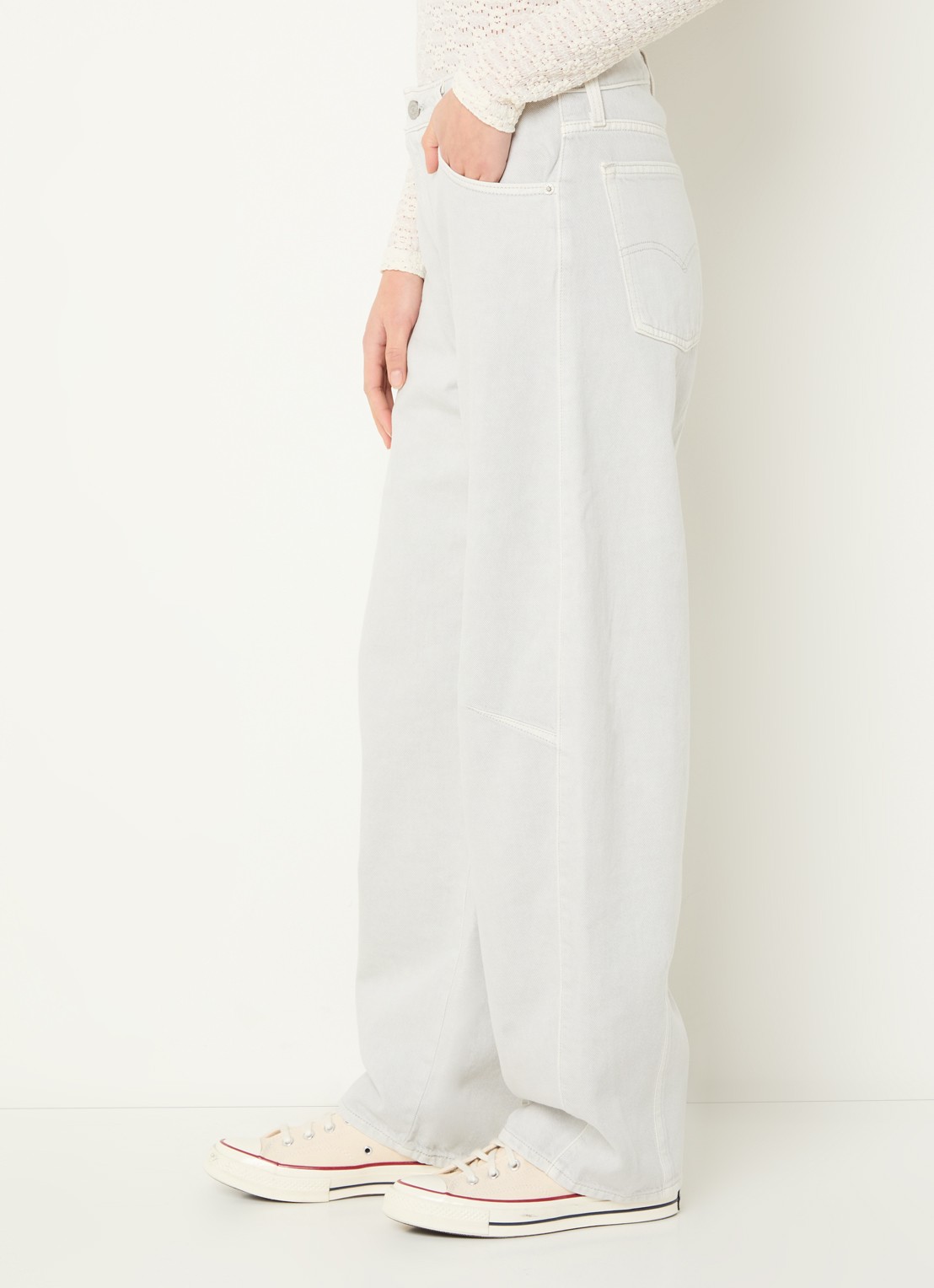 Levi's High waist wide fit jeans met gekleurde wassing - detail 9 lichtgrijs