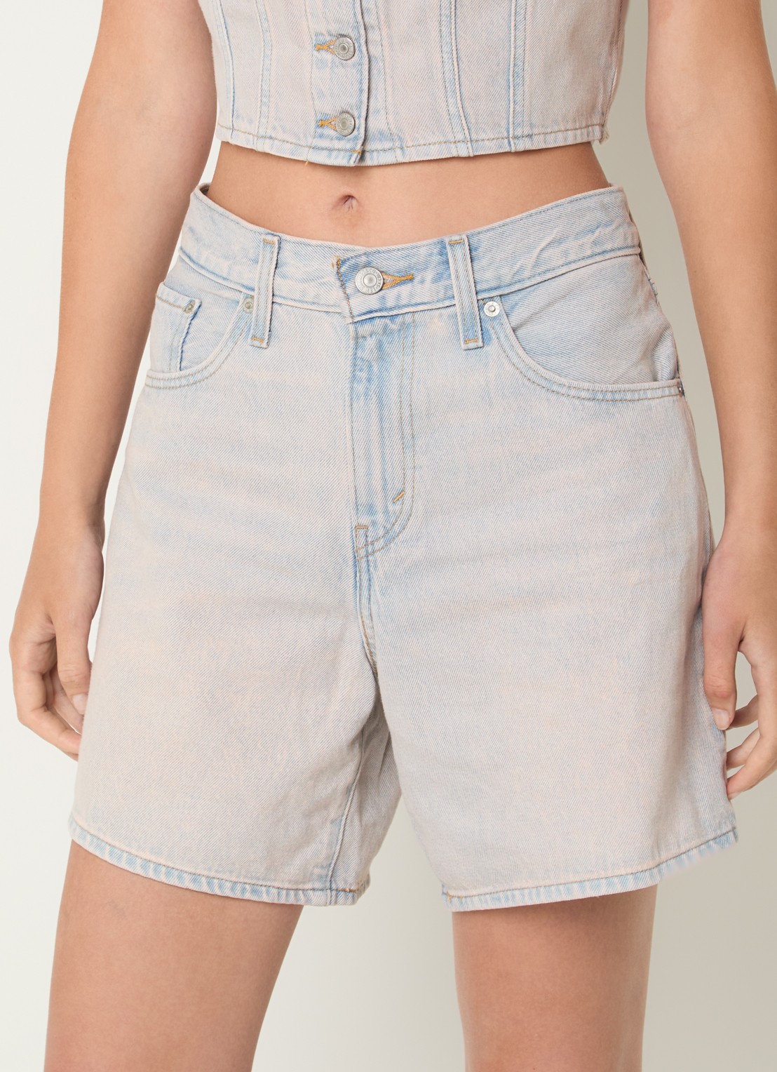Levi's High waist wide fit korte broek met steekzakken - detail 3 indigo