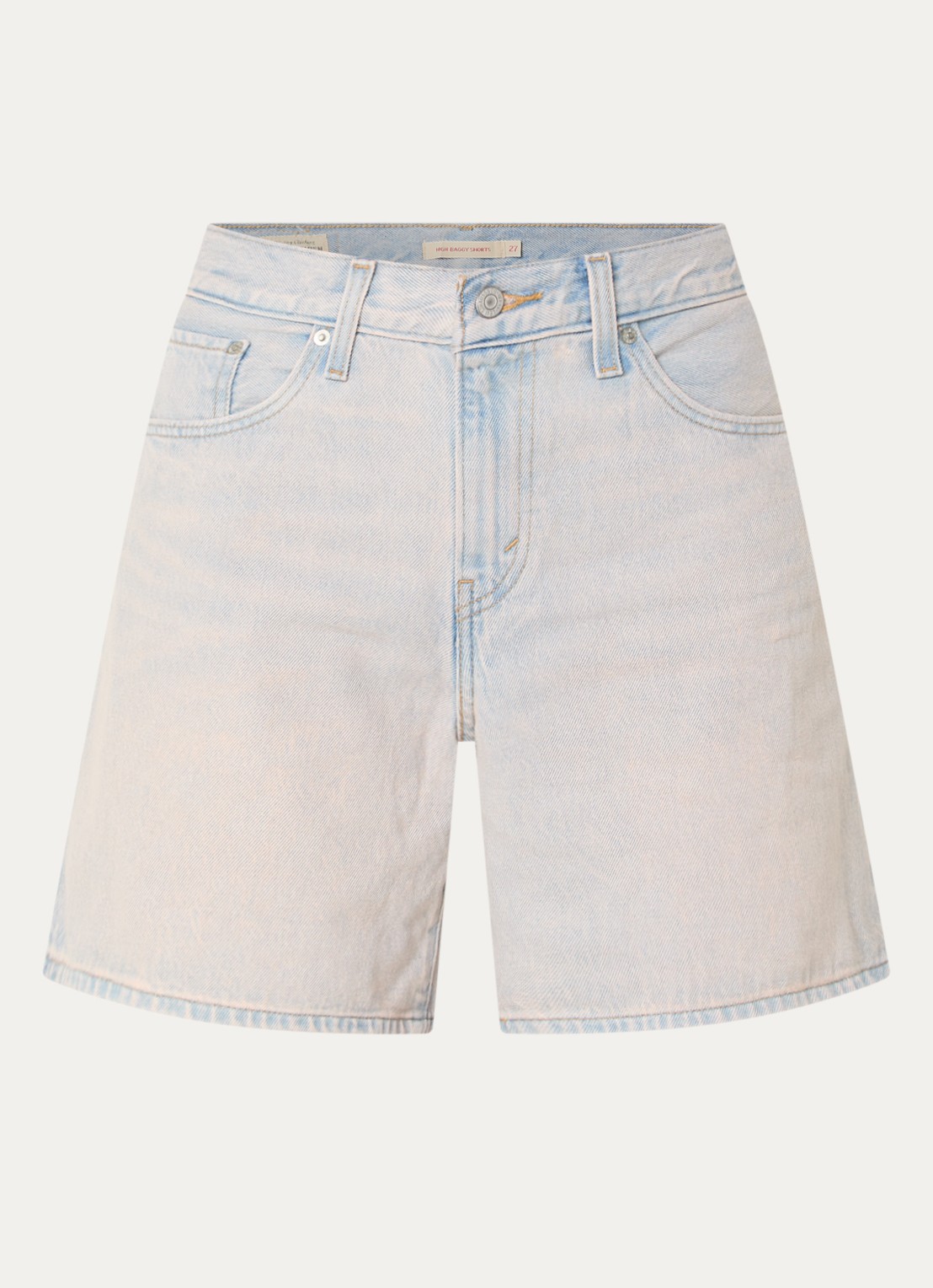 Levi's High waist wide fit korte broek met steekzakken - voorkant indigo
