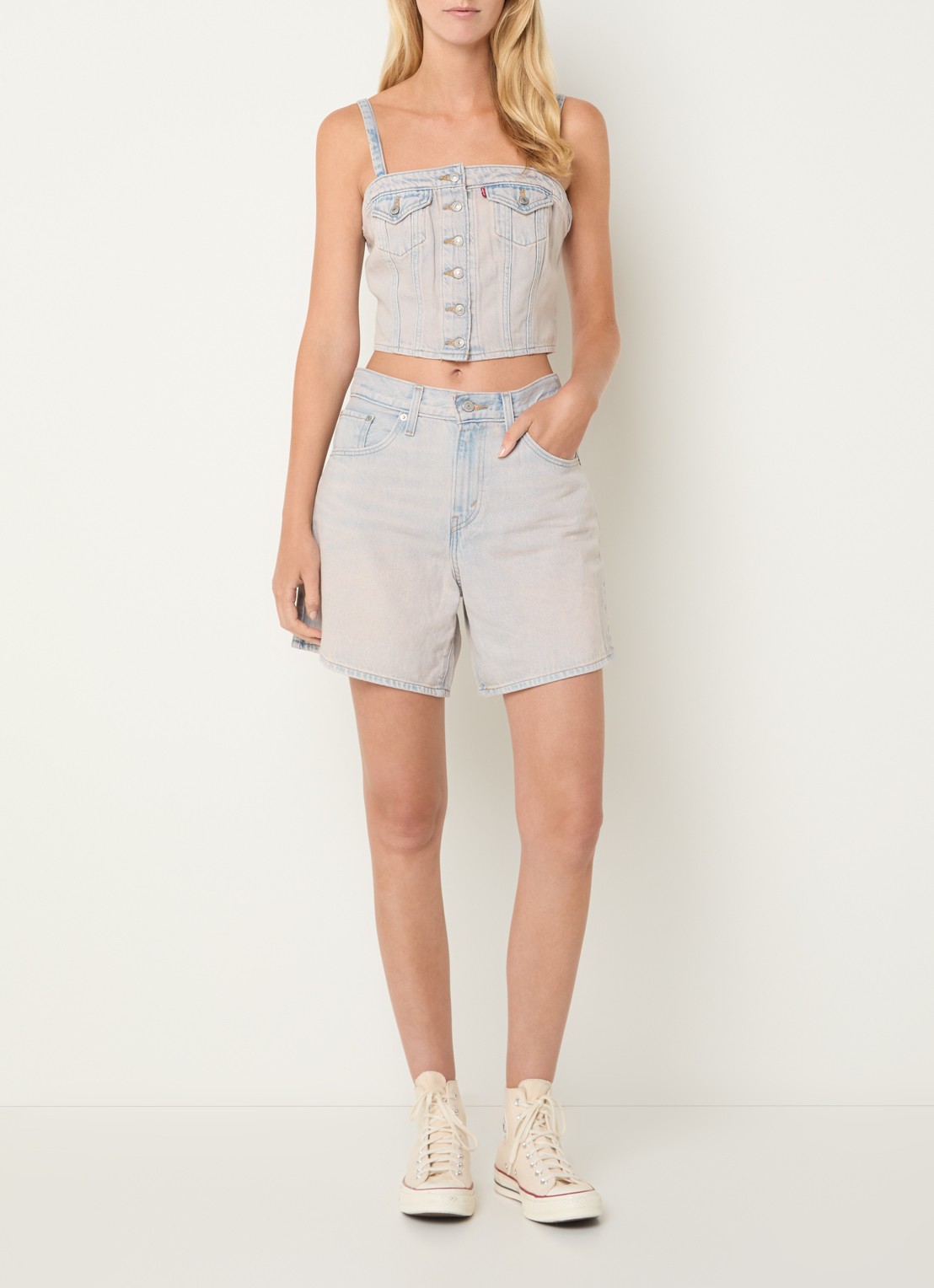 Levi's High waist wide fit korte broek met steekzakken - voorkant 2 indigo