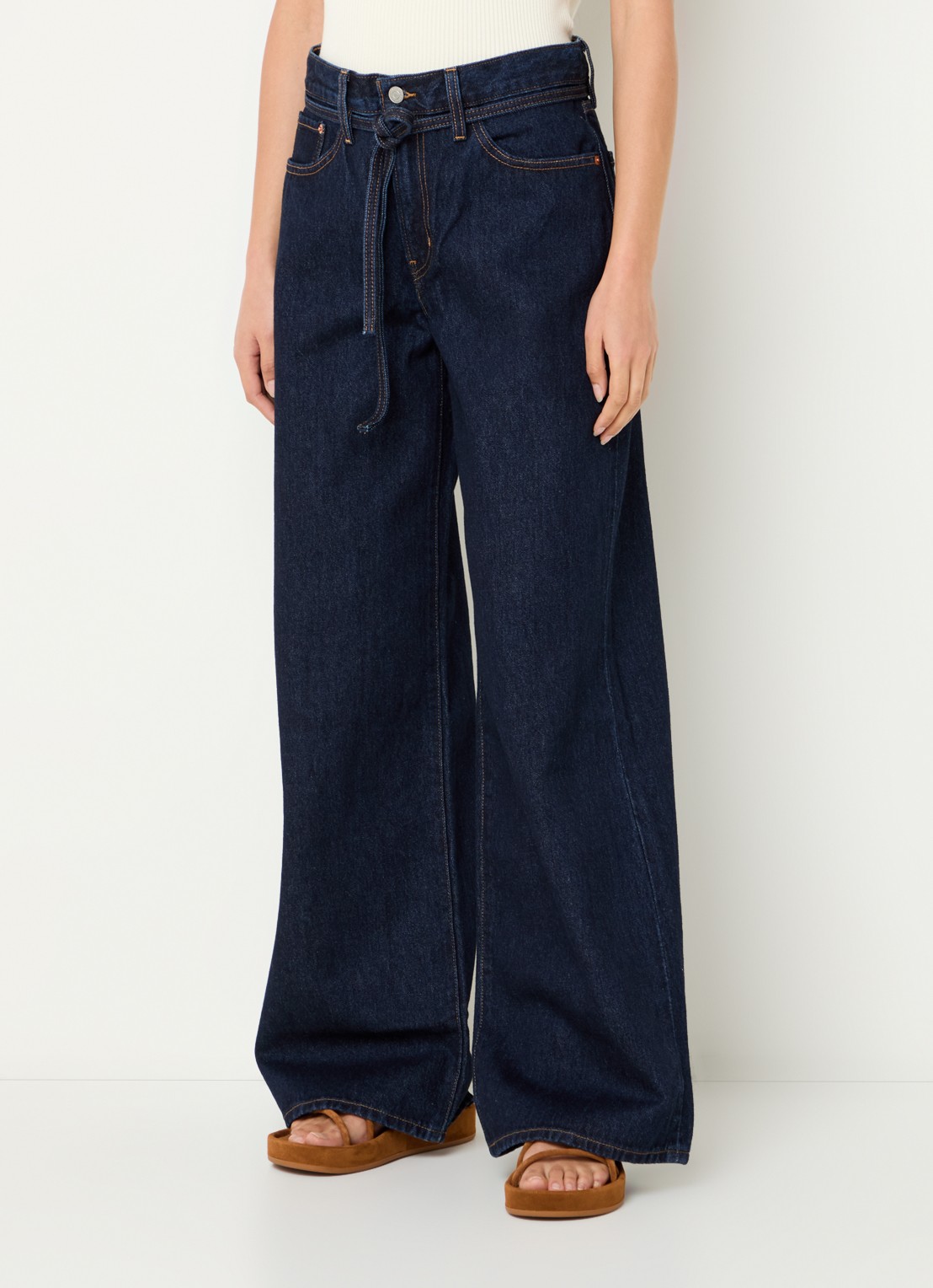 Levi's High waist wide leg jeans met donkere wassing en steekzakken - detail 4 indigo
