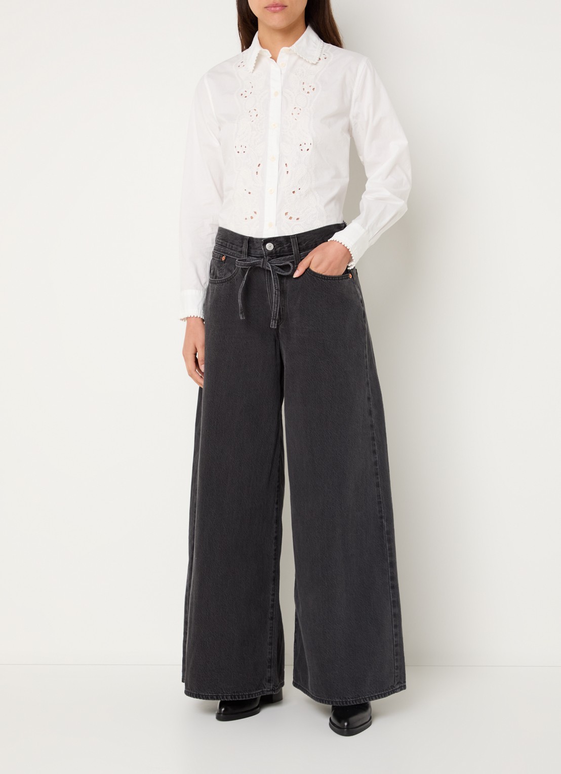 Levi's High waist wide leg jeans met gekleurde wassing - voorkant 5 antraciet