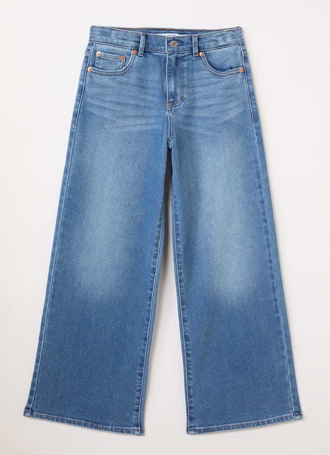 Levi's High waist wide leg jeans met medium wassing - voorkant 2 indigo