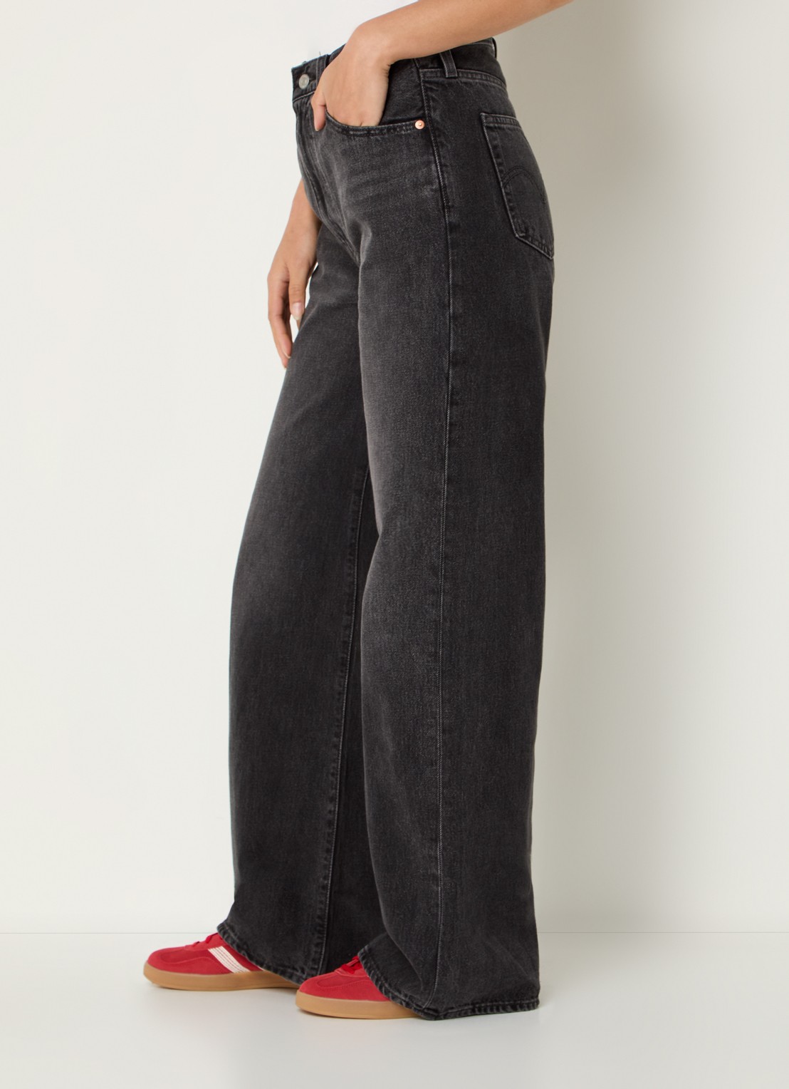 Levi's High waist wide leg jeans met steekzakken - detail 5 donkergrijs
