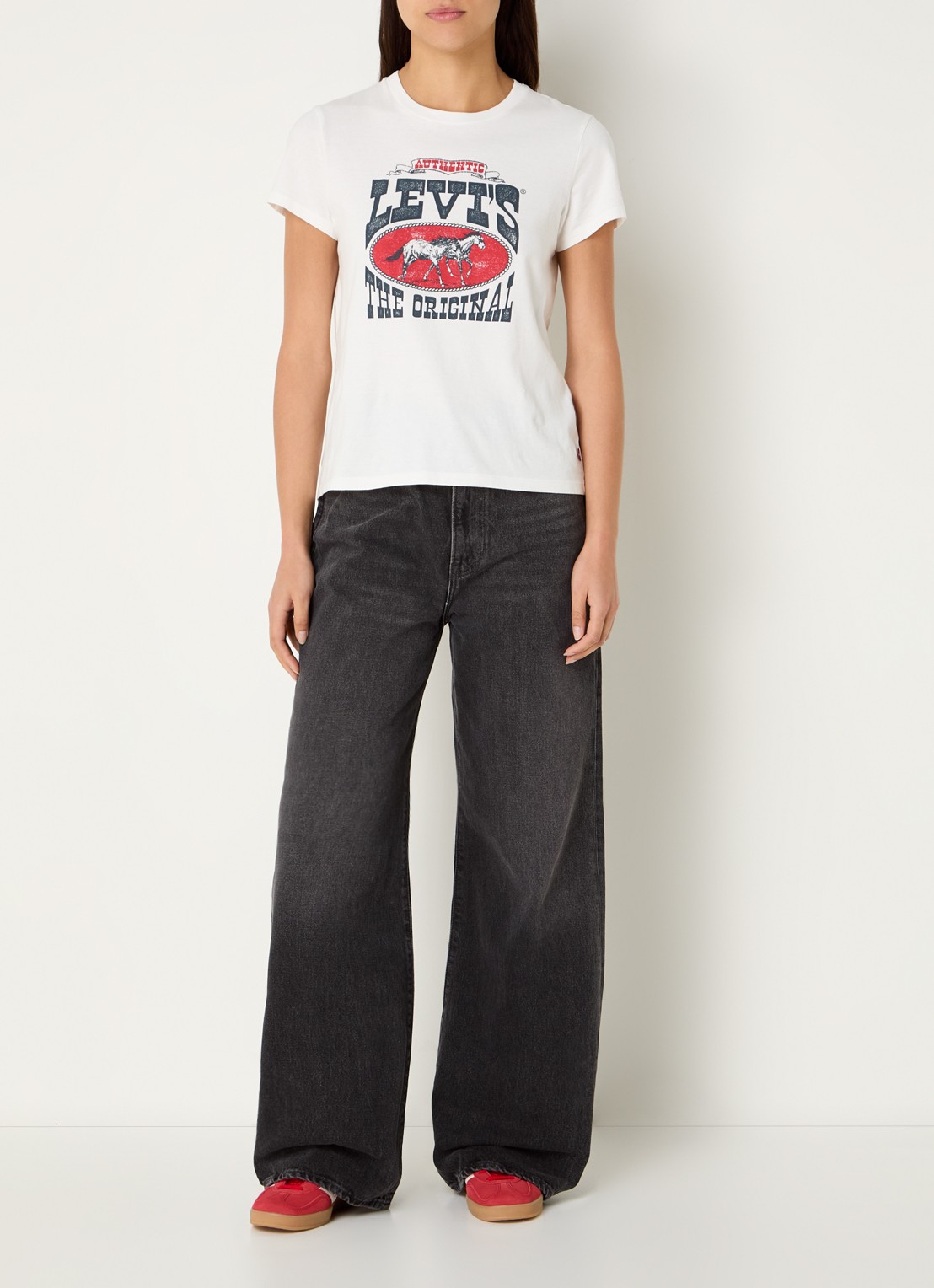 Levi's High waist wide leg jeans met steekzakken - voorkant 3 donkergrijs