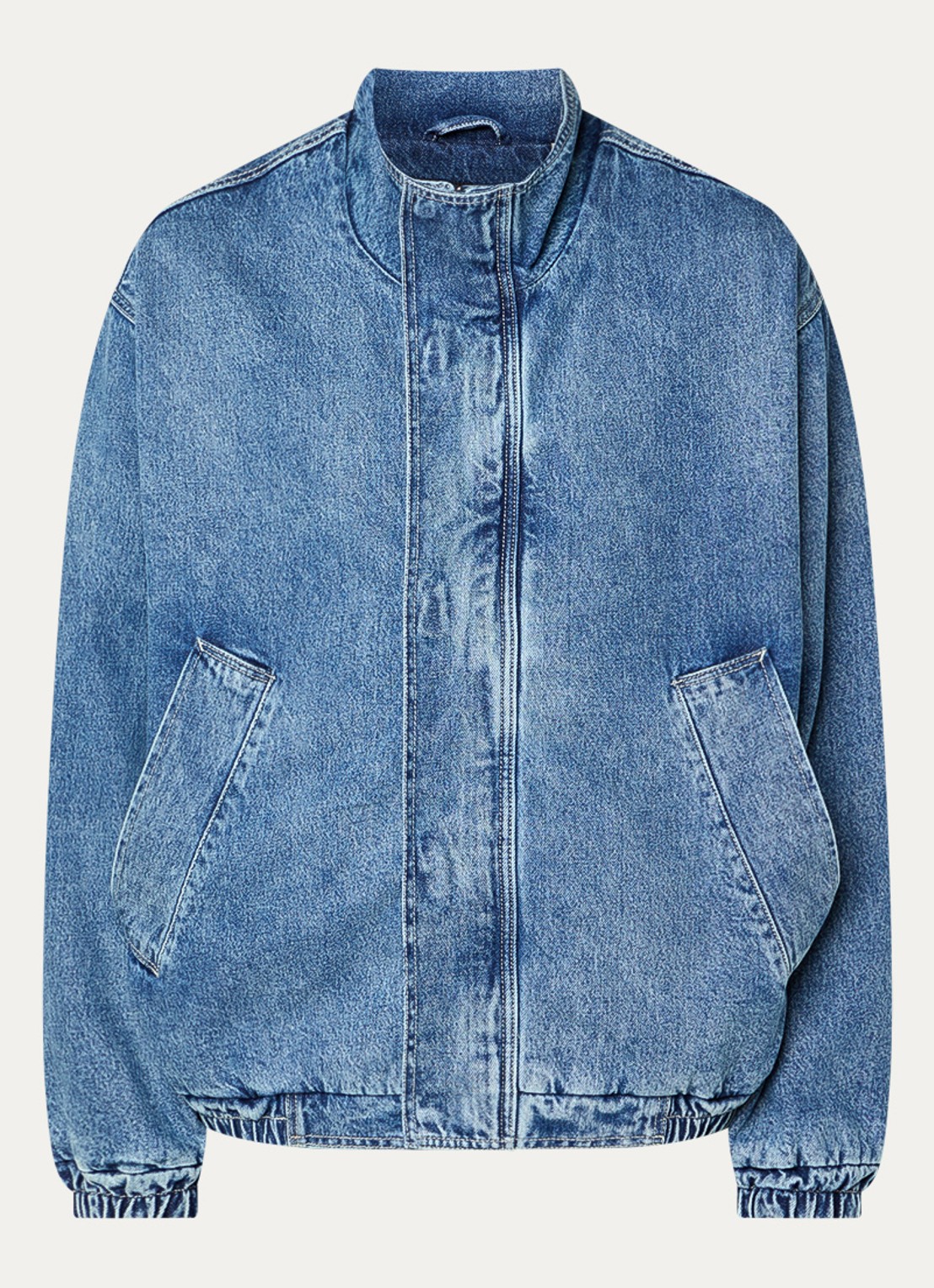 Levi's Highland spijkerjas met opstaande kraag en steekzakken - voorkant staalblauw