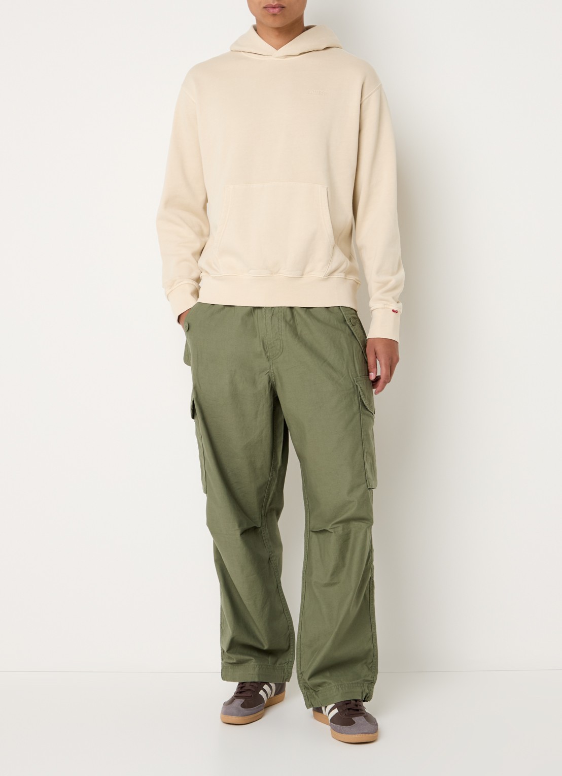 Levi's Hoodie met kangoeroezak - voorkant 3 creme