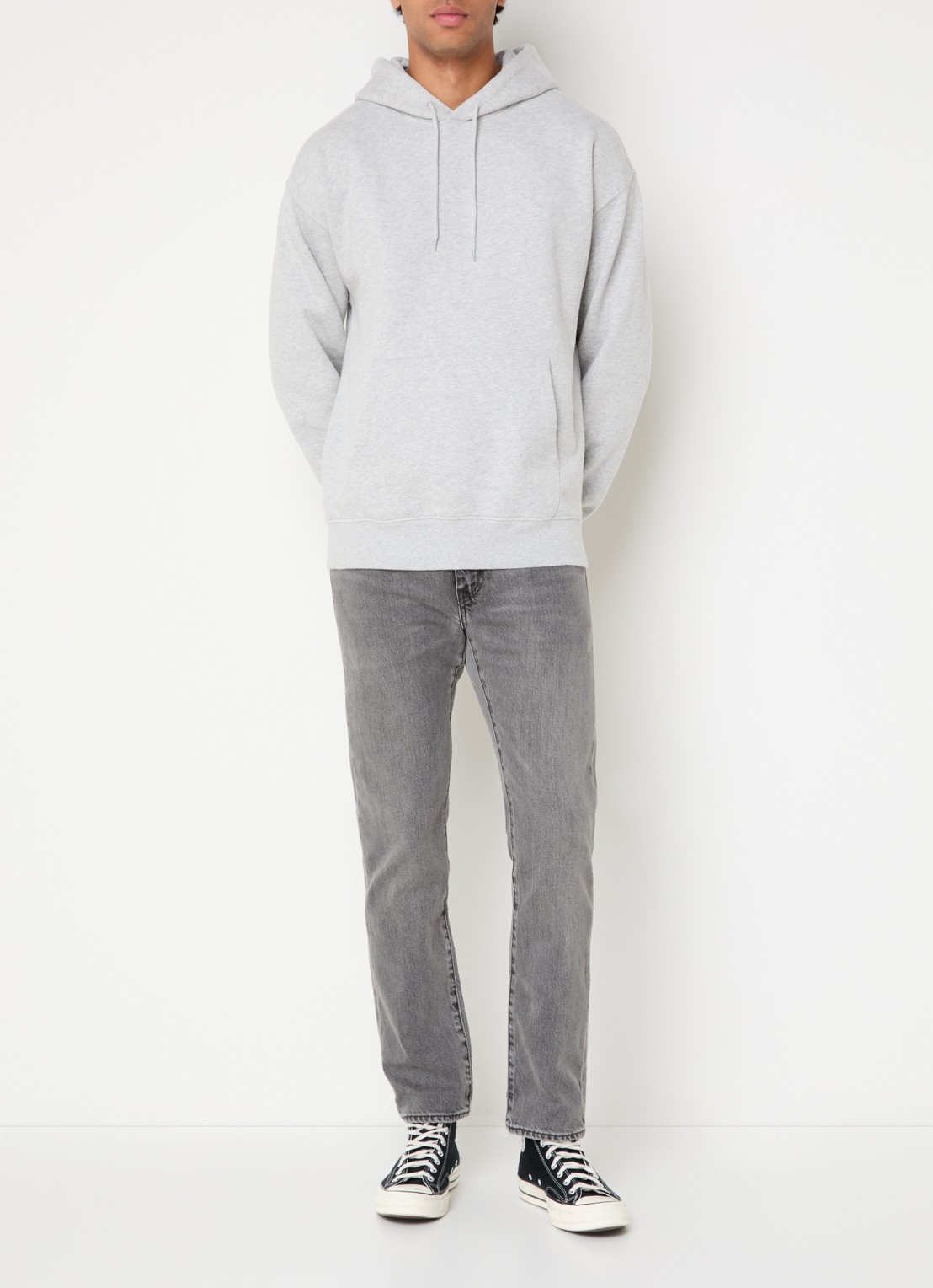 Levi's Hoodie met kangoeroezak - voorkant 4 grijs
