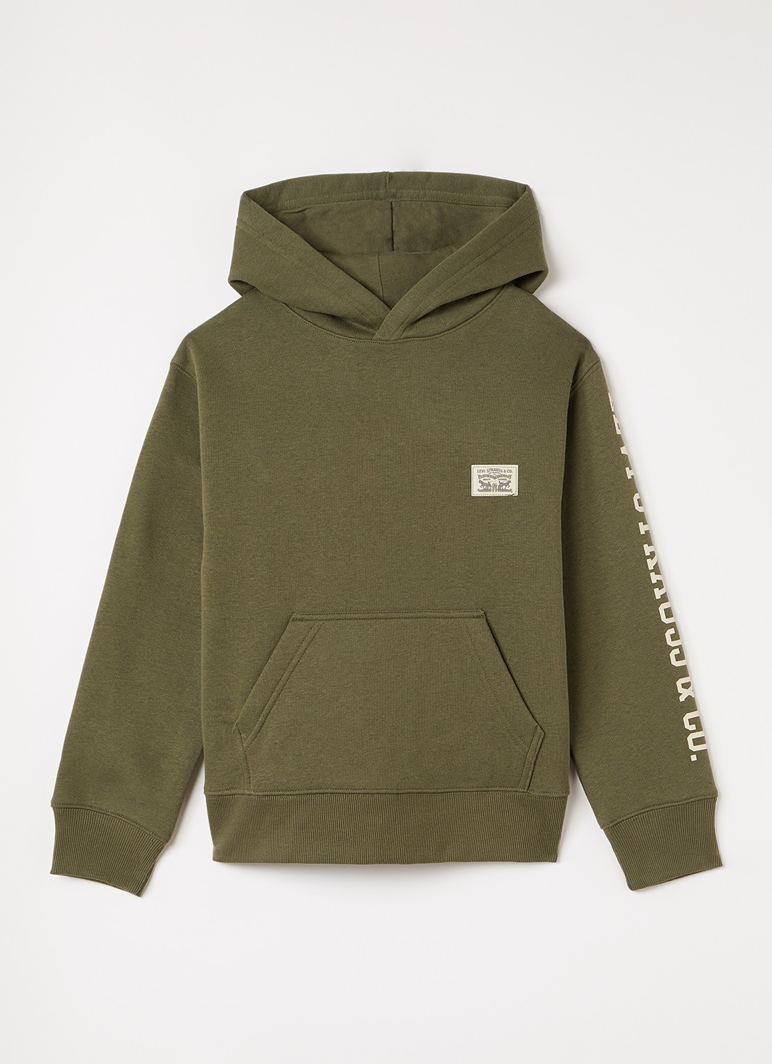 Levi's Hoodie met logo en print - voorkant 2 olijfgroen
