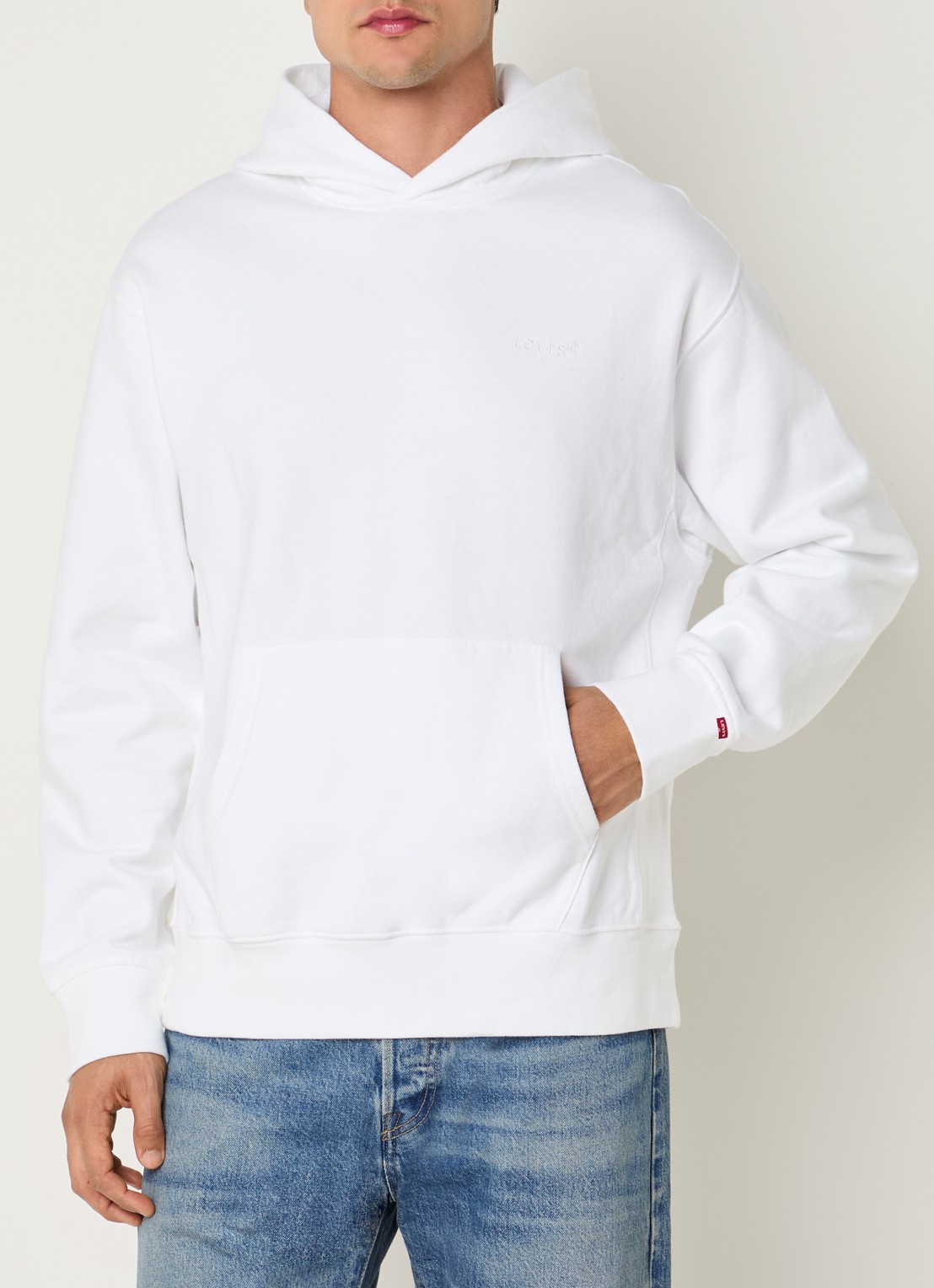 Levi's Hoodie met logoborduring - detail 4 wit