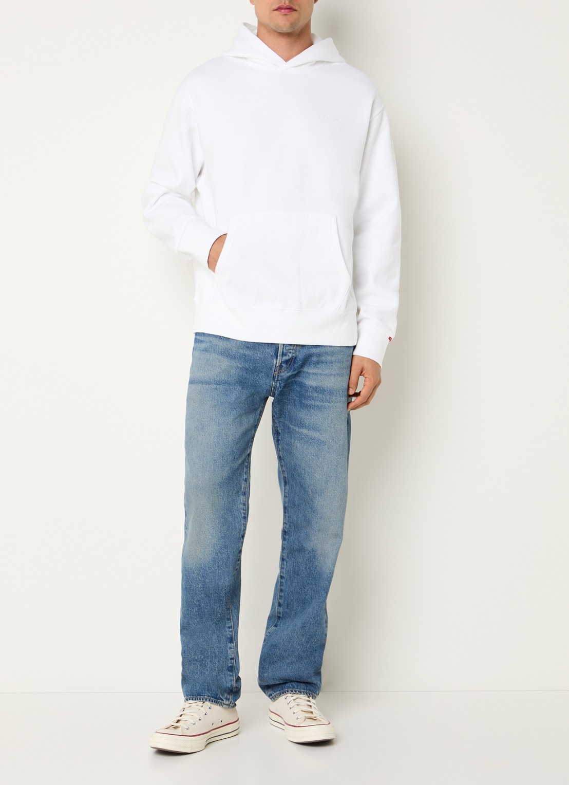Levi's Hoodie met logoborduring - voorkant 2 wit