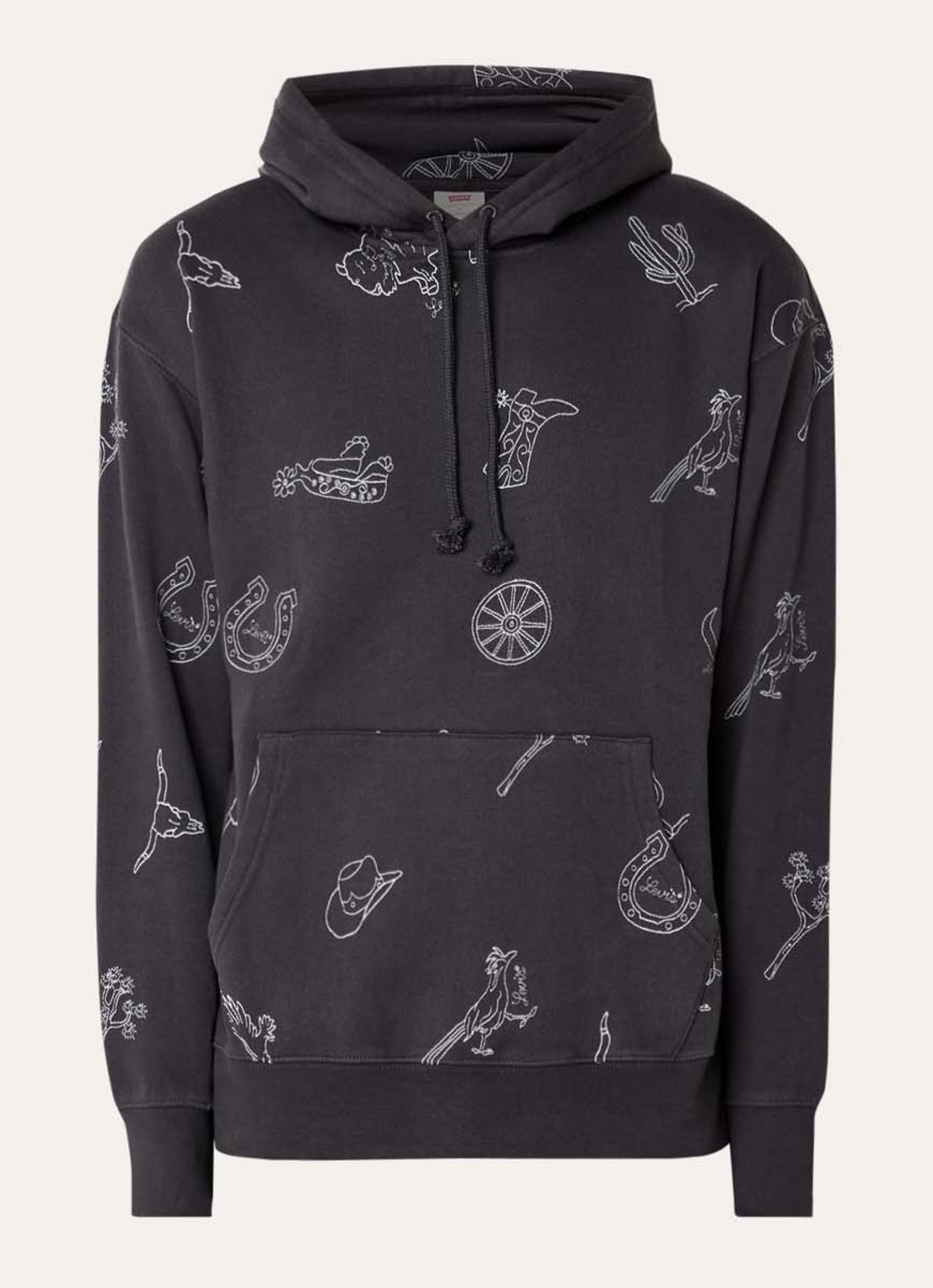 Levi's Hoodie met print - voorkant antraciet