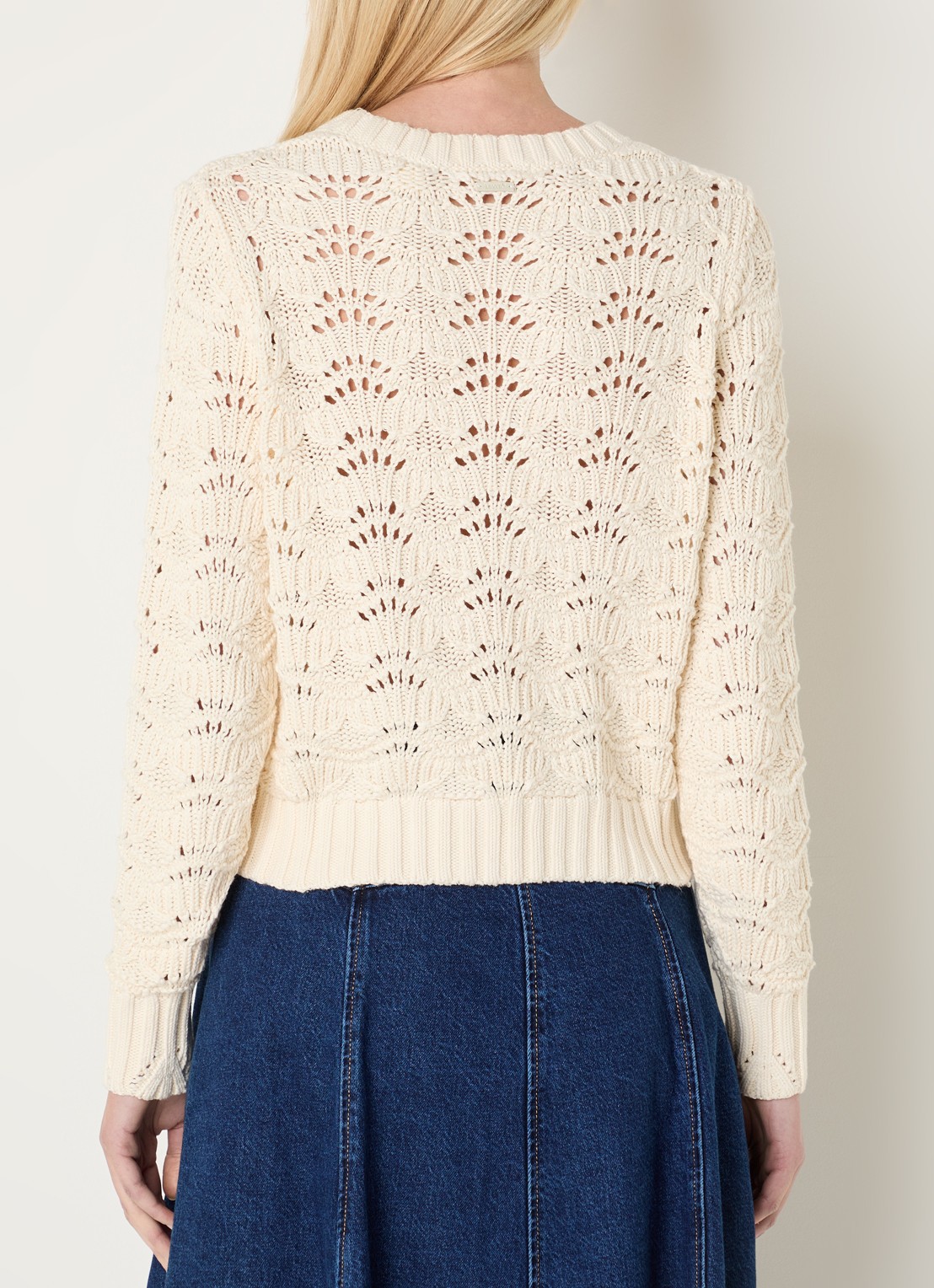 Levi's Hope grofgebreide trui met opengewerkt dessin - achterkant 3 creme
