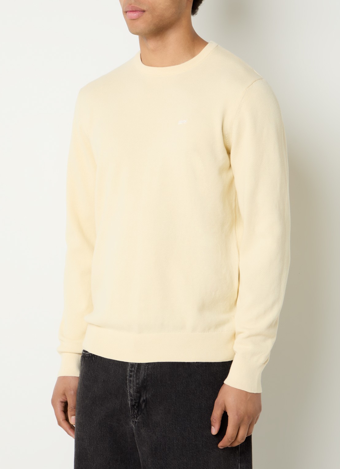 Levi's Housemark pullover van piqué katoen - detail 4 lichtgeel