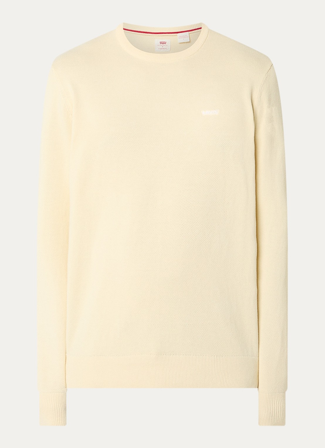Levi's Housemark pullover van piqué katoen - voorkant 2 lichtgeel