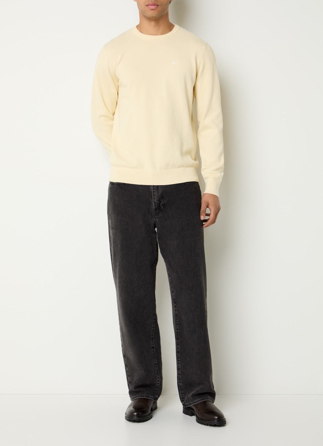 Levi's Housemark pullover van piqué katoen - voorkant 3 lichtgeel