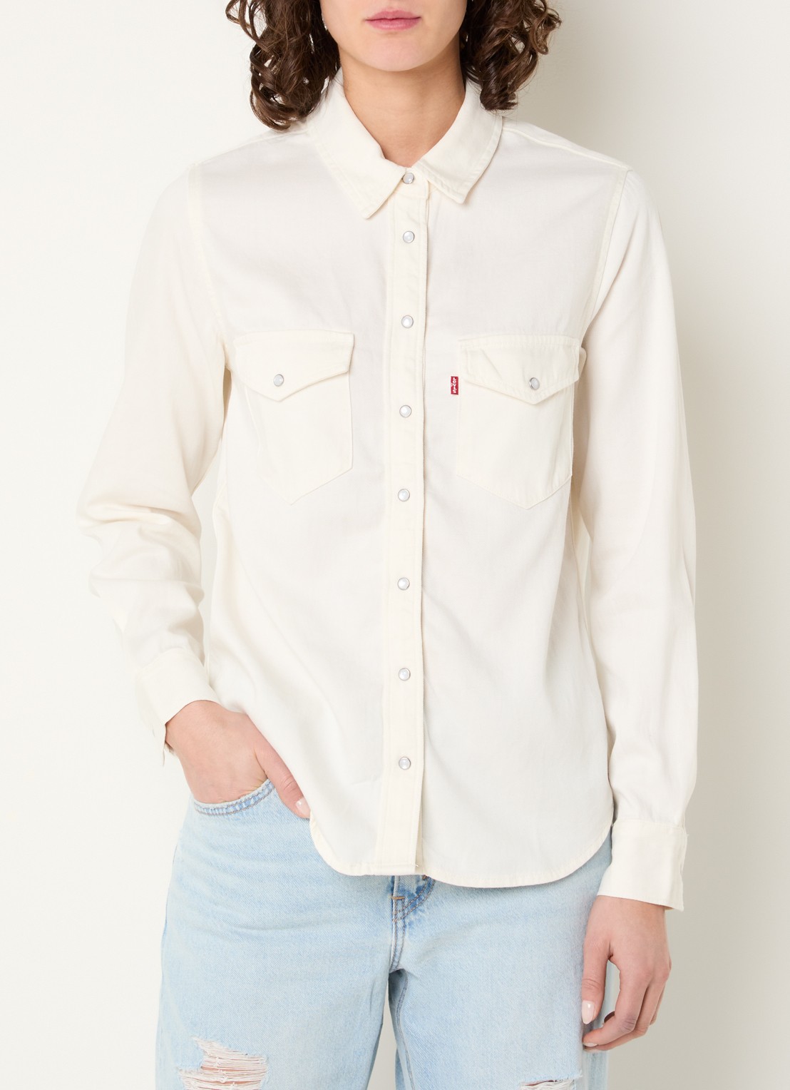Levi's Iconic blouse met logo - detail 4 beige