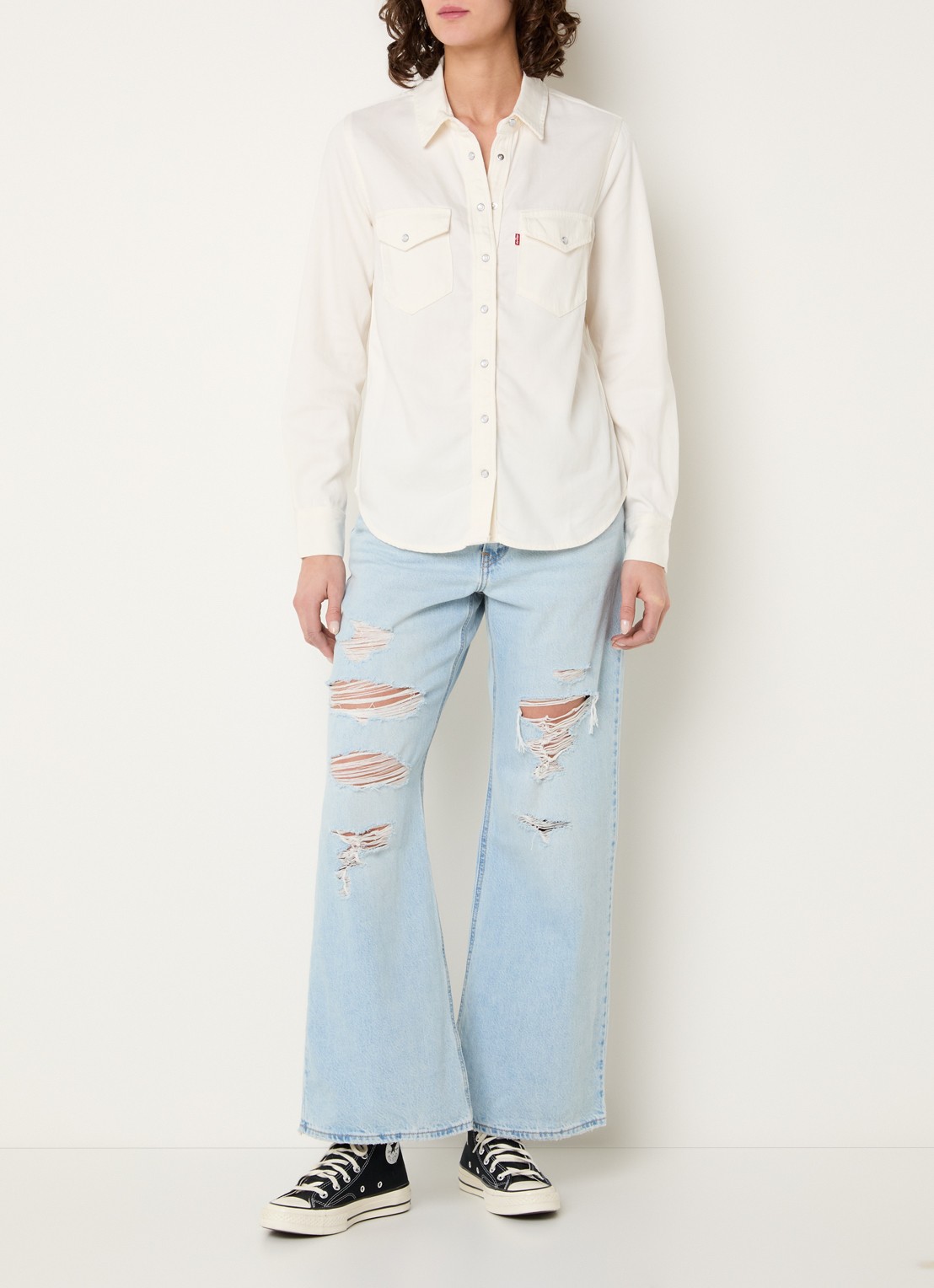 Levi's Iconic blouse met logo - voorkant 3 beige