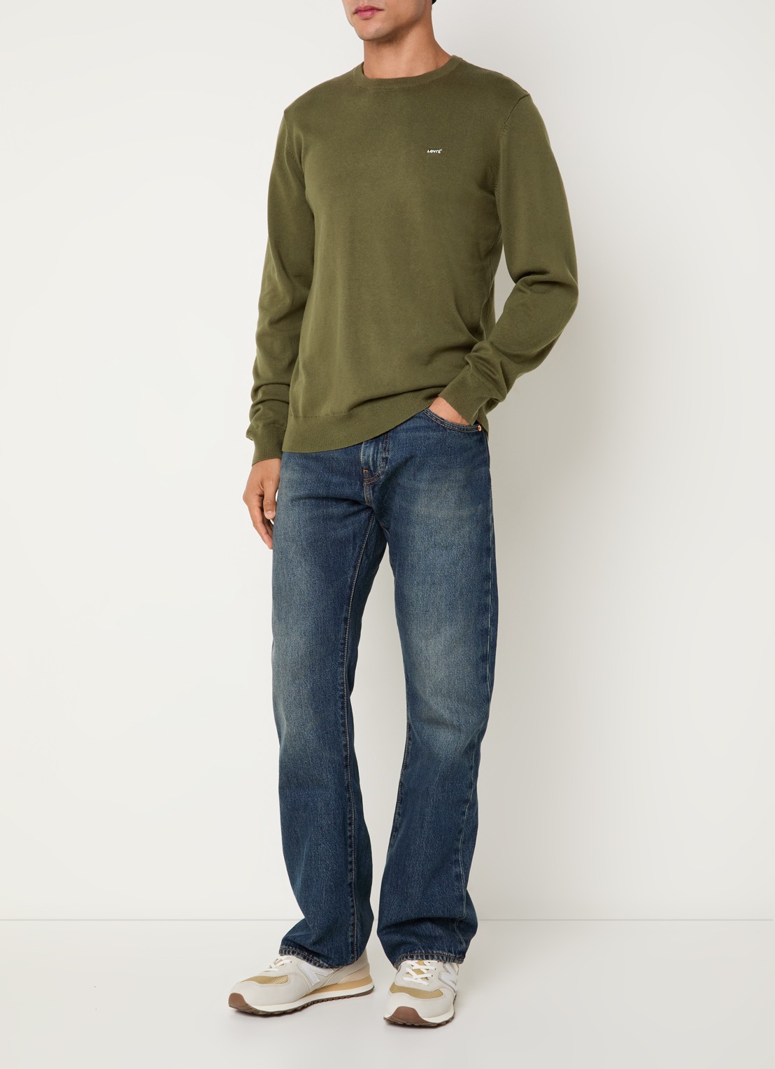 Levi's Ivy fijngebreide pullover met logo - voorkant 3 mosgroen