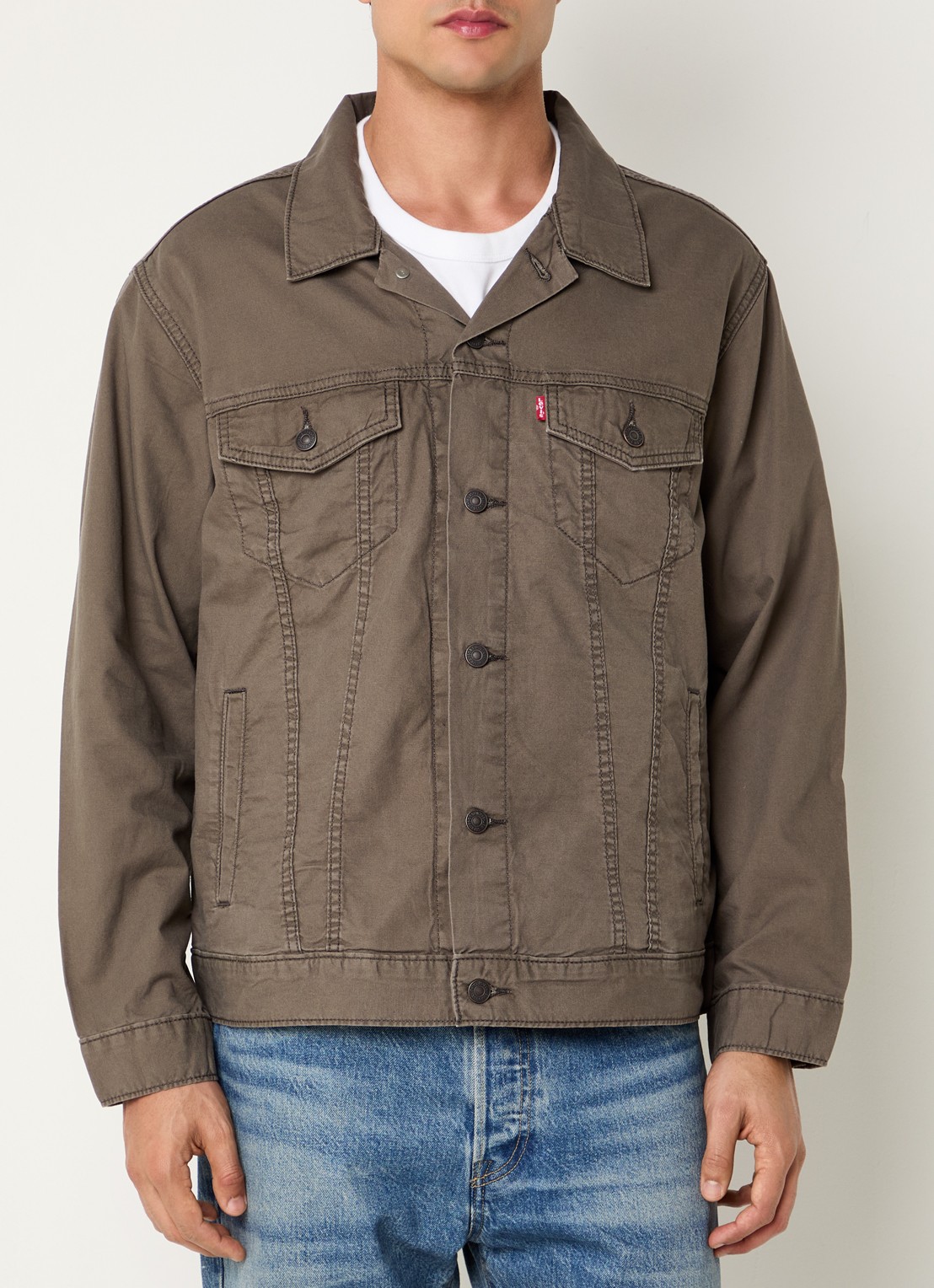 Levi's Jack in linnenblend met borst- en steekzakken - detail bruin