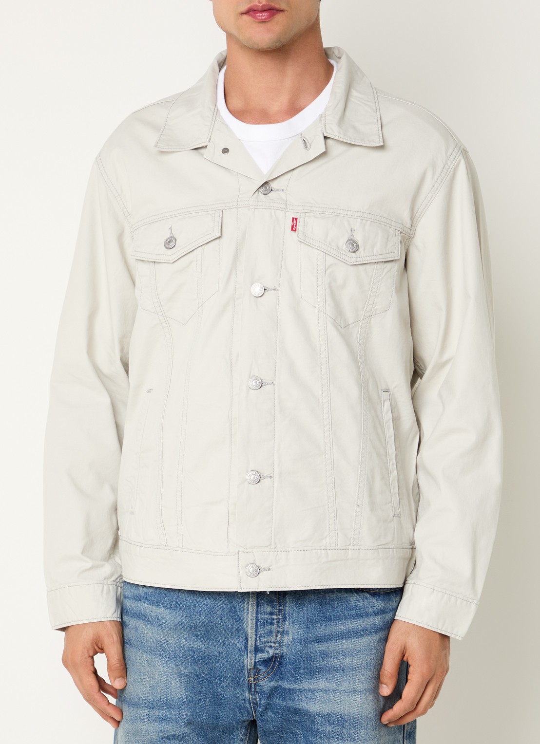 Levi's Jack in linnenblend met borst- en steekzakken - detail 4 lichtgrijs