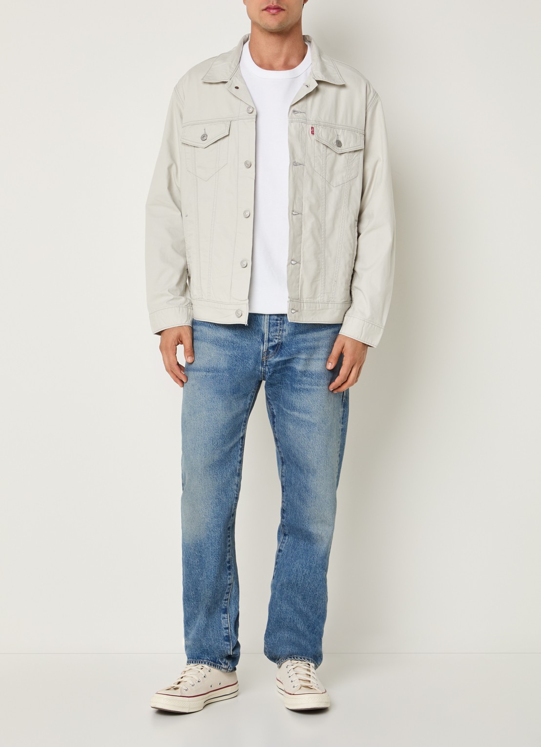 Levi's Jack in linnenblend met borst- en steekzakken - voorkant 2 lichtgrijs