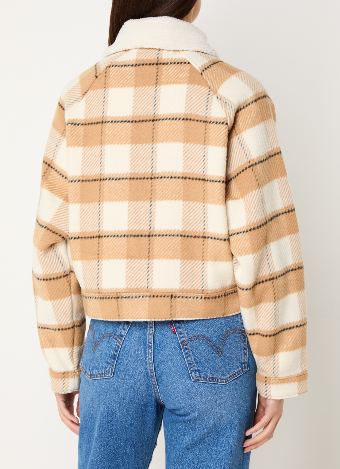 Levi's Jack in wolblend met ruitdessin - achterkant 3 beige
