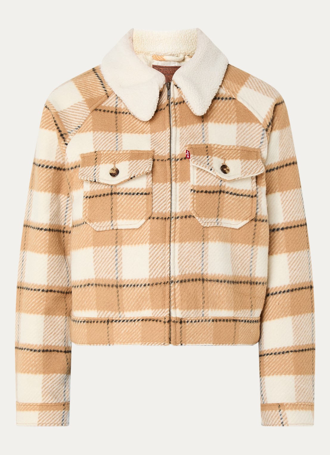 Levi's Jack in wolblend met ruitdessin - voorkant 4 beige