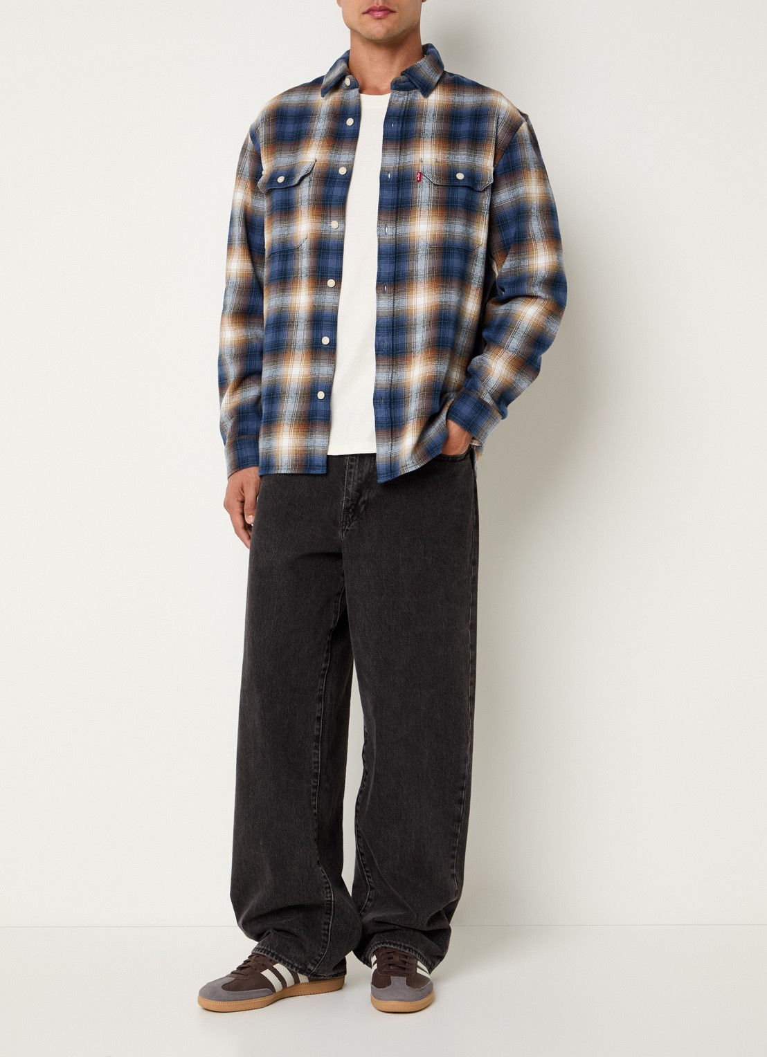 Levi's Jackson overshirt met ruitdessin - voorkant 4 indigo