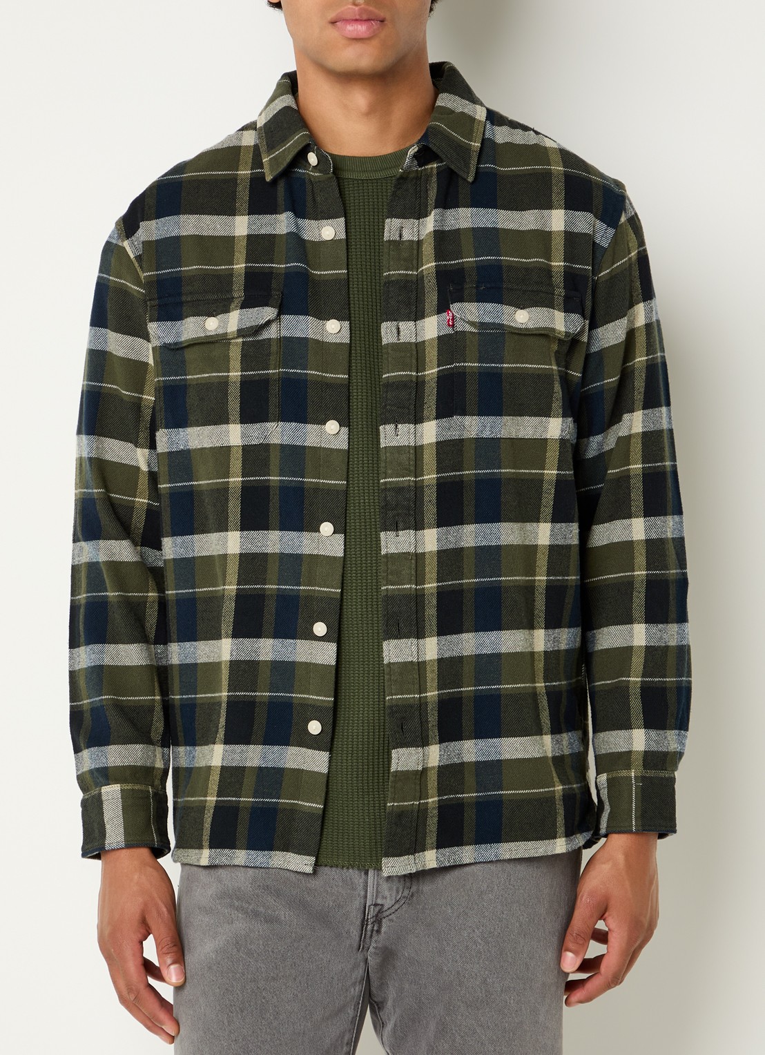 Levi's Jackson overshirt met ruitdessin - detail 4 legergroen