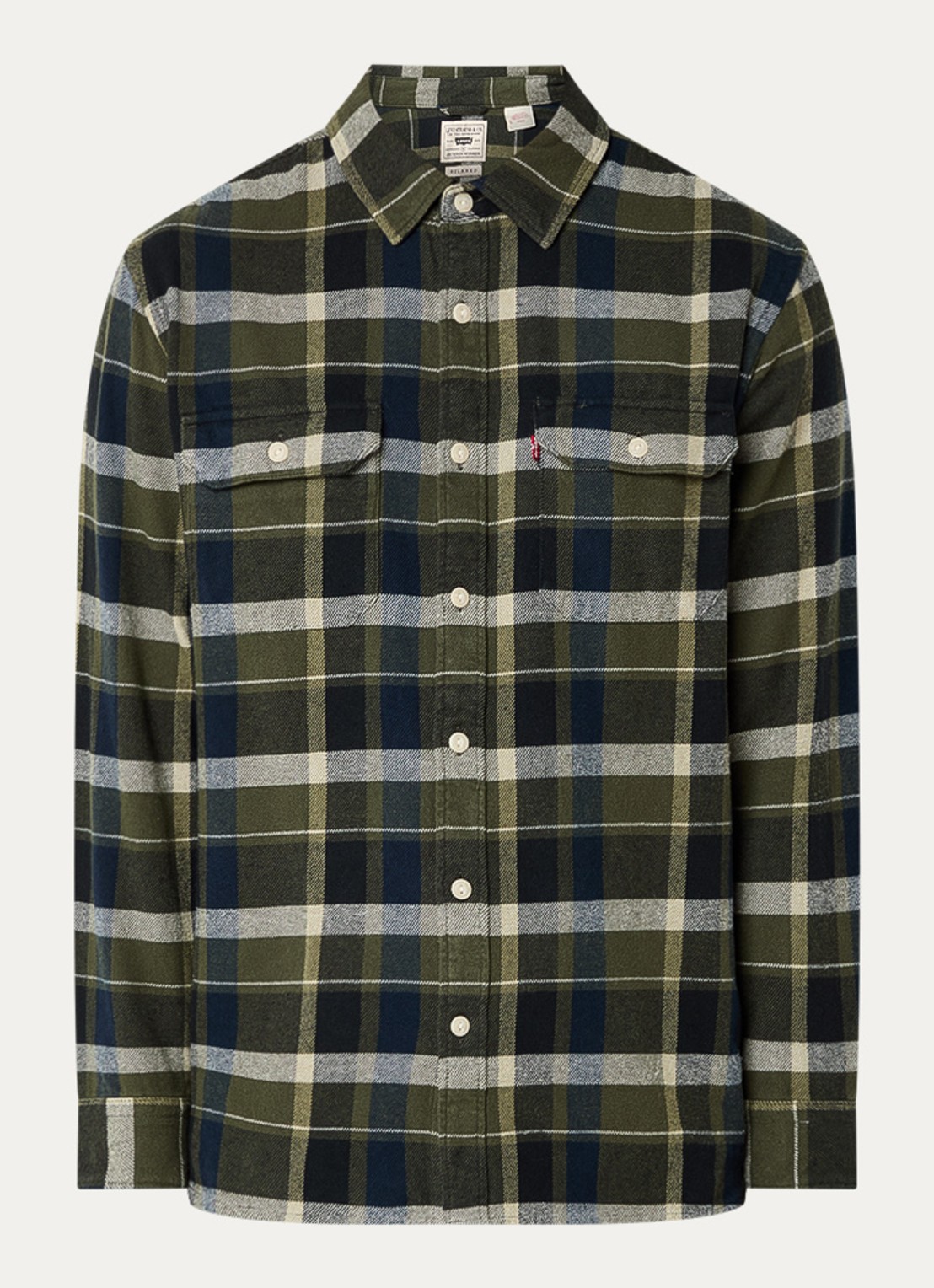 Levi's Jackson overshirt met ruitdessin - voorkant legergroen
