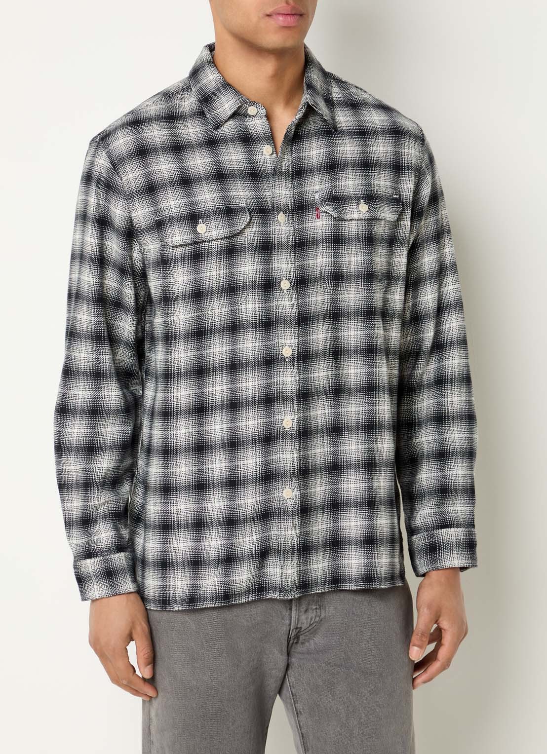 Levi's Jackson regular fit overshirt met ruitdessin - detail 4 zwart