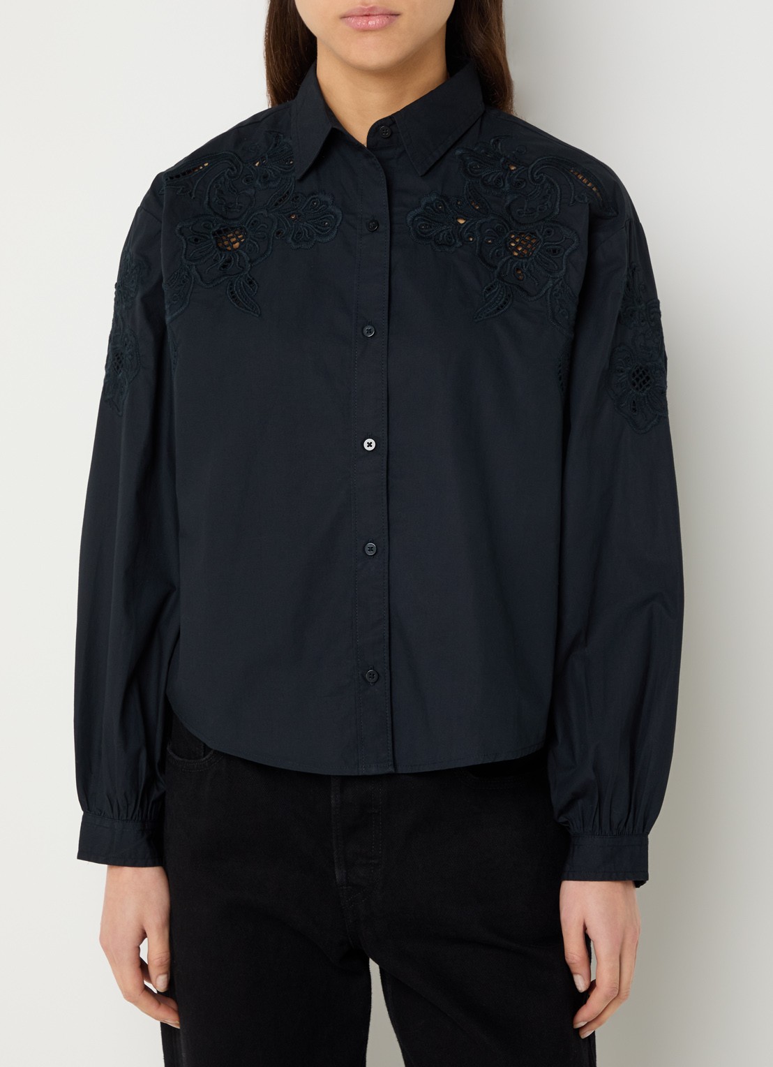 Levi's Janie blouse met broderie - detail 4 zwart