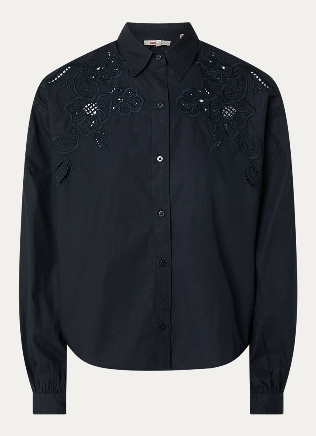 Levi's Janie blouse met broderie - voorkant zwart