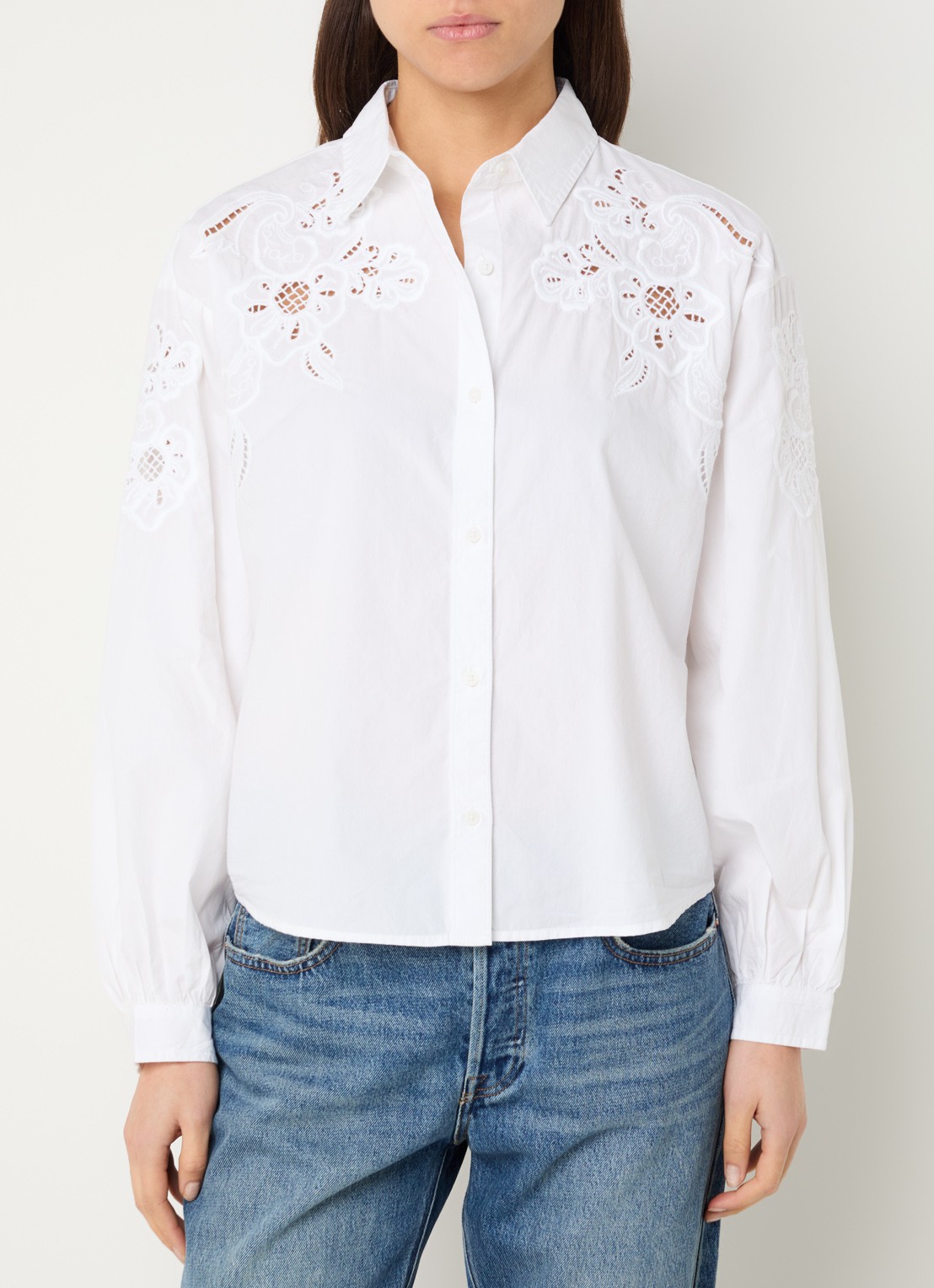 Levi's Janie blouse met broderie - detail 6 wit