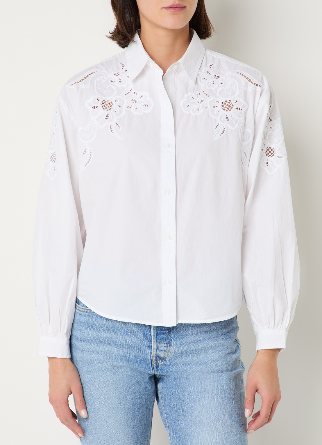 Levi's Janie blouse met broderie - detail 7 wit