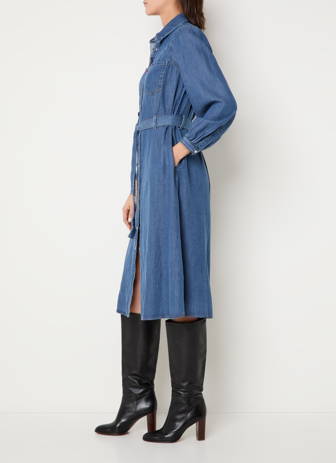 Levi's Journey midi denim tuniekjurk  - voorkant 4 indigo