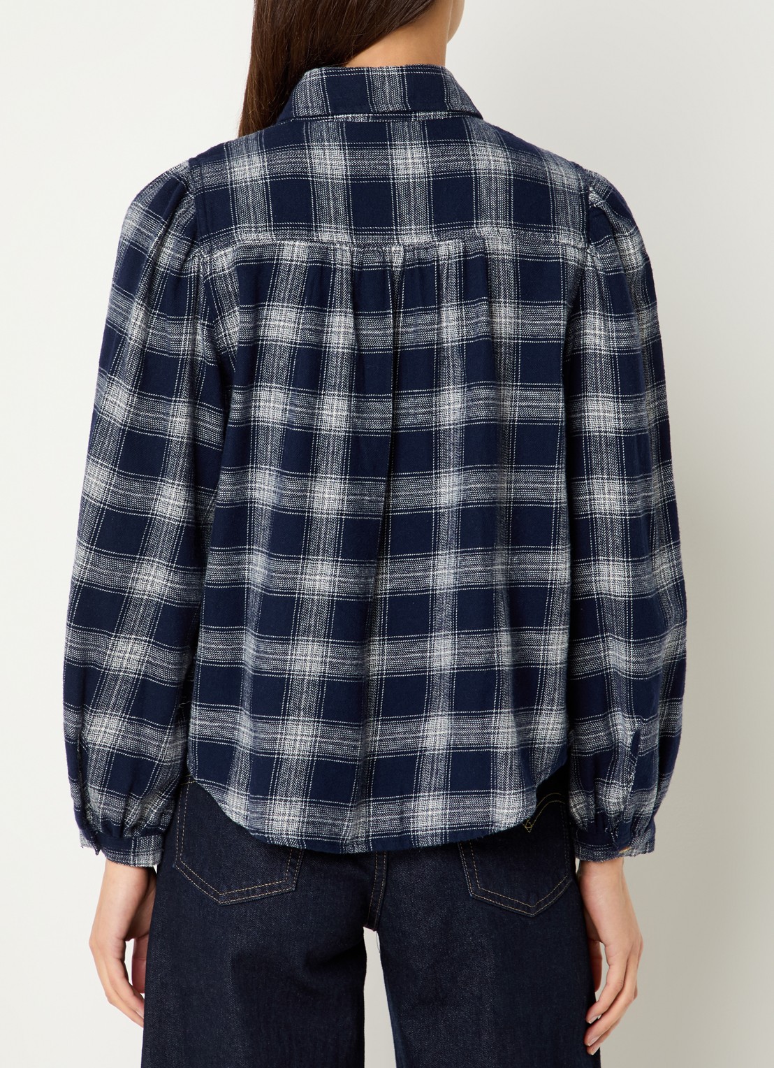 Levi's Journey Western blouse met ruitdessin - achterkant 4 donkerblauw
