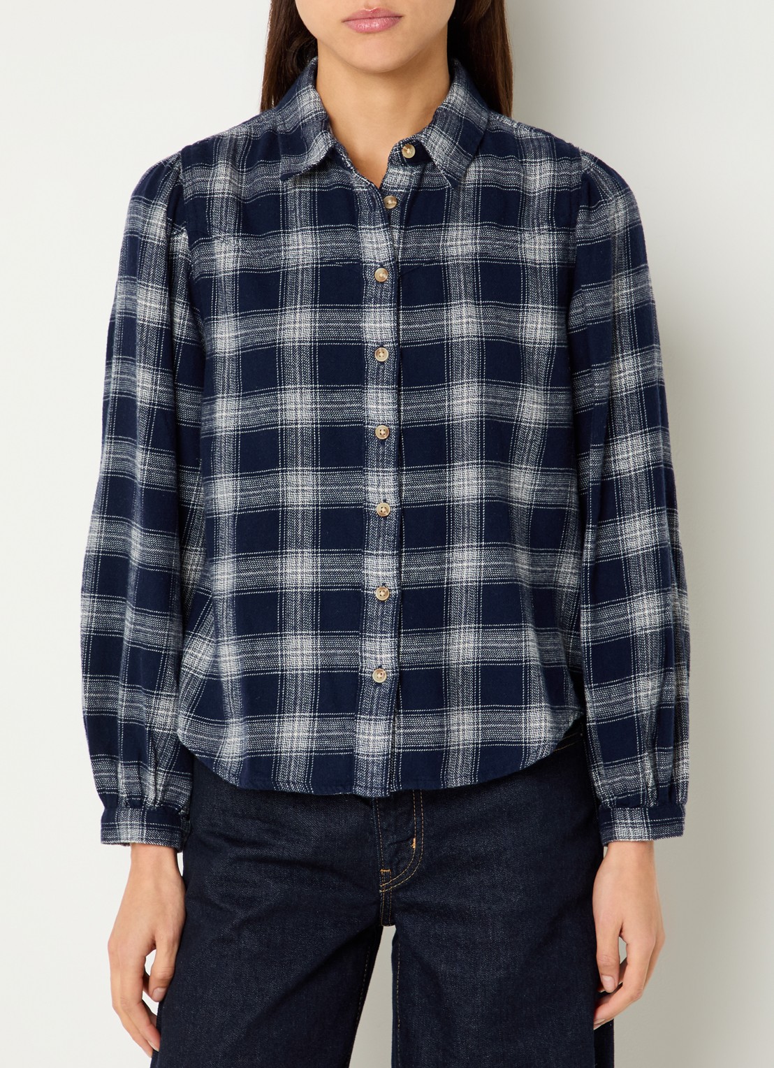 Levi's Journey Western blouse met ruitdessin - detail 3 donkerblauw