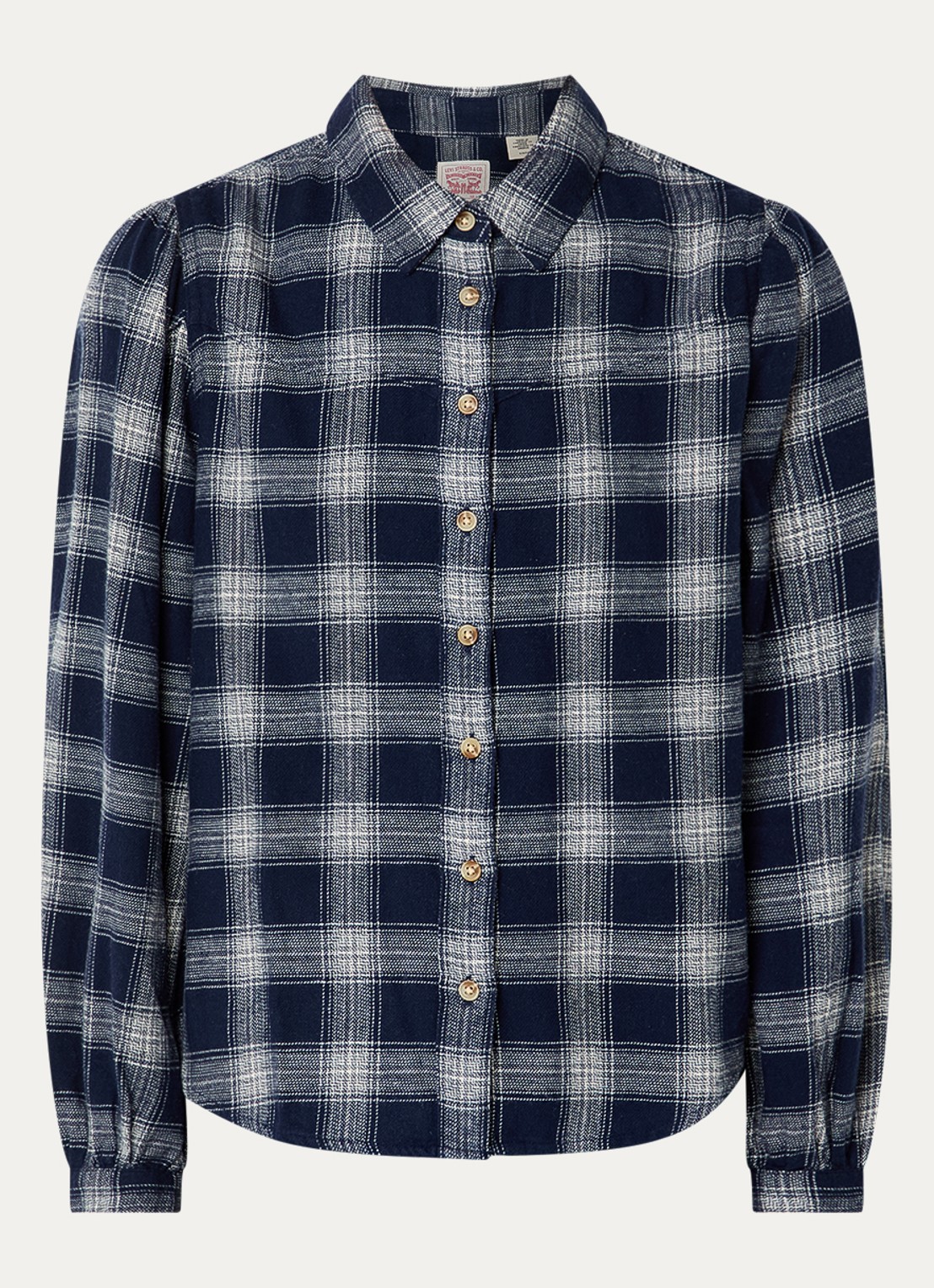 Levi's Journey Western blouse met ruitdessin - voorkant donkerblauw