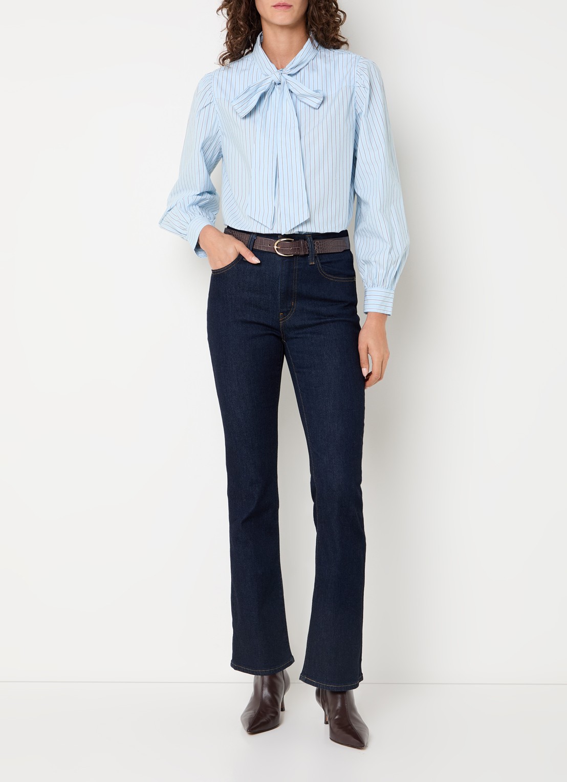 Levi's Judice blouse met streepprint - voorkant 4 lichtblauw